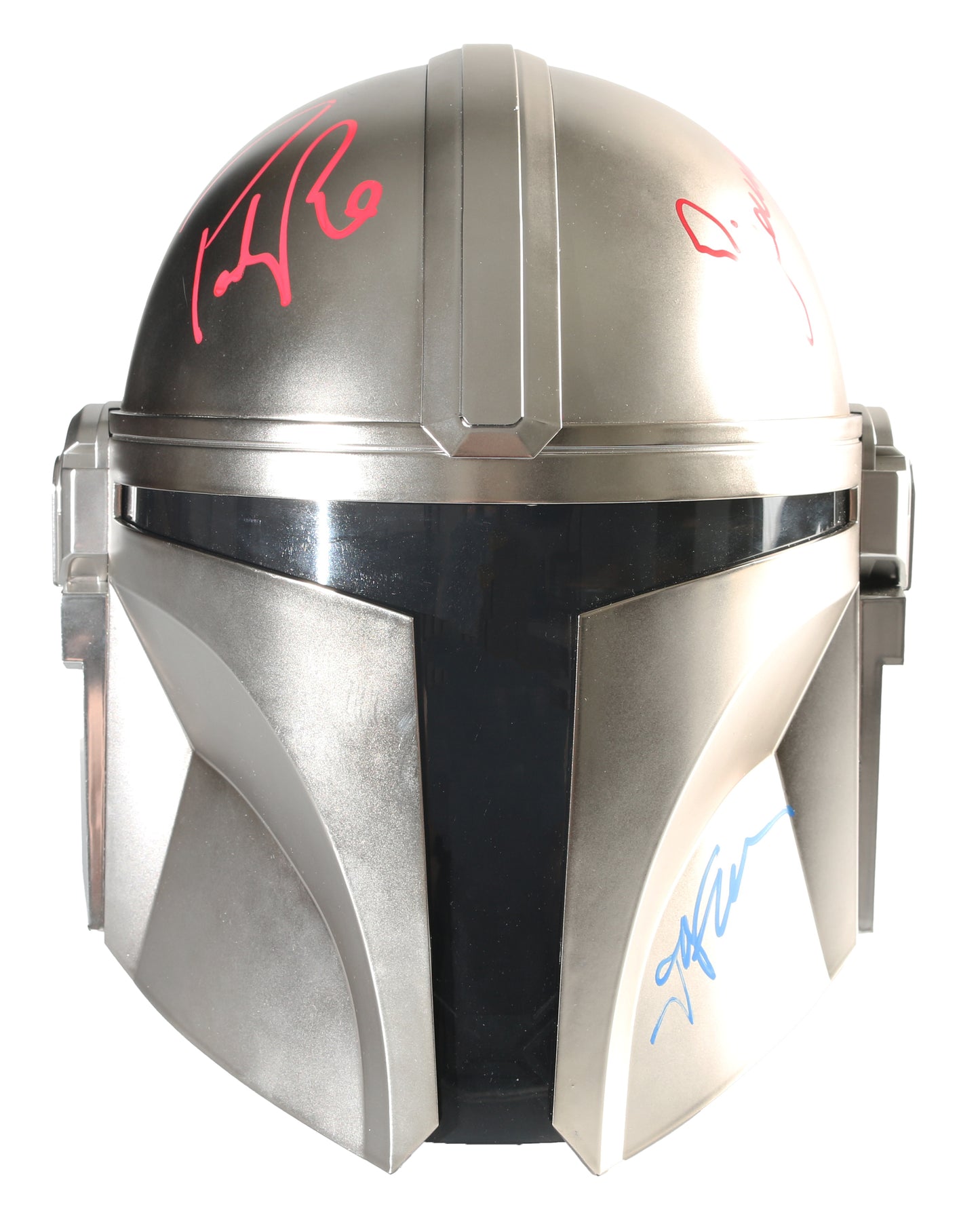 
                  
                    Pedro Pascal as Din Djarin / The Mandalorian, Sigourney Weaver as Ward, & Jon Favreau Director of Star Wars: The Mandalorian and Grogu Signed Hasbro Black Series Prop Replica Helmet with Character Name
                  
                