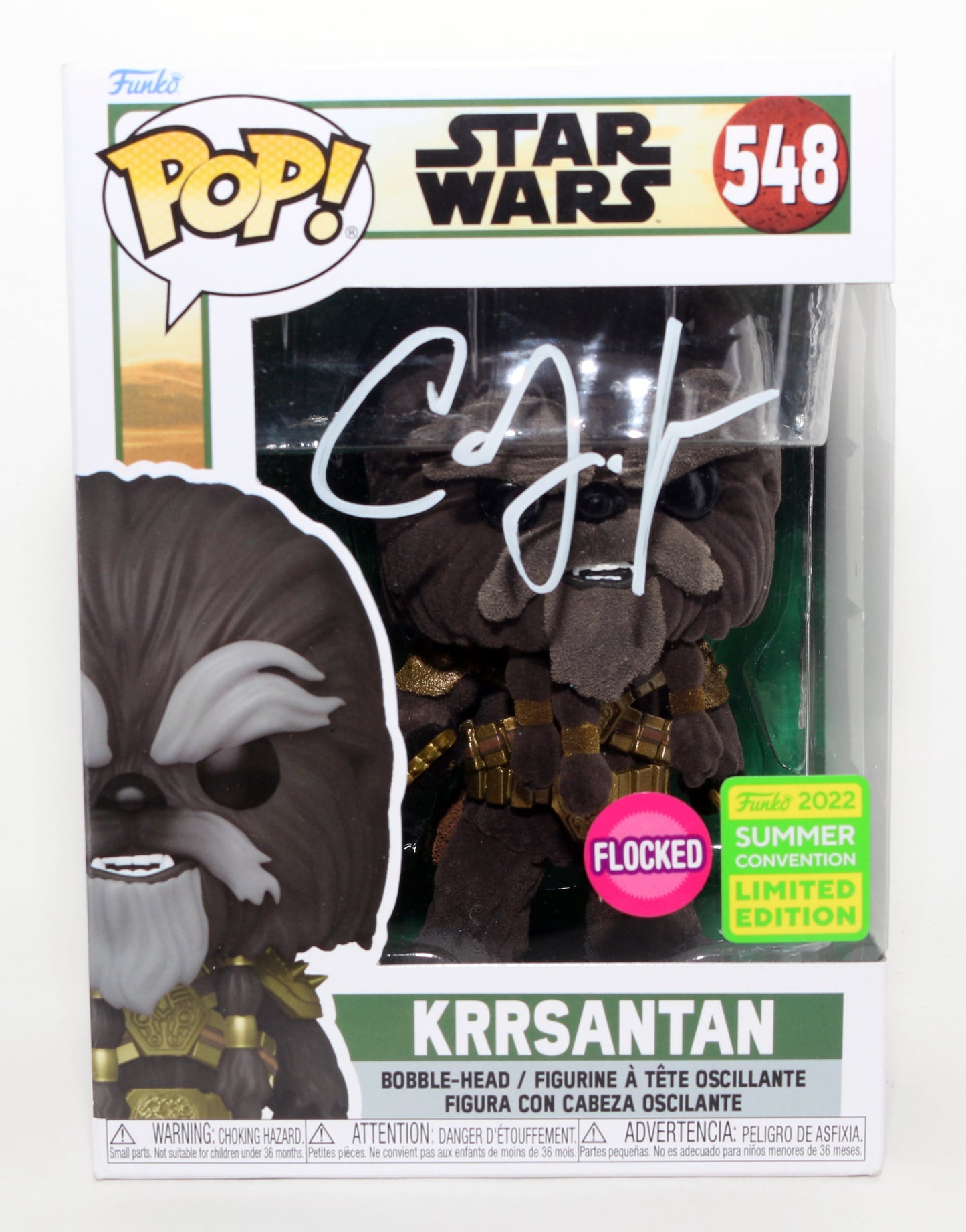 
                  
                    Carey Jones as Krrsantan in Star Wars: The Book of Boba Fett Flocked Summer 2022 Limited Edition Exclusive (JSA) Signed Funko POP! #548
                  
                
