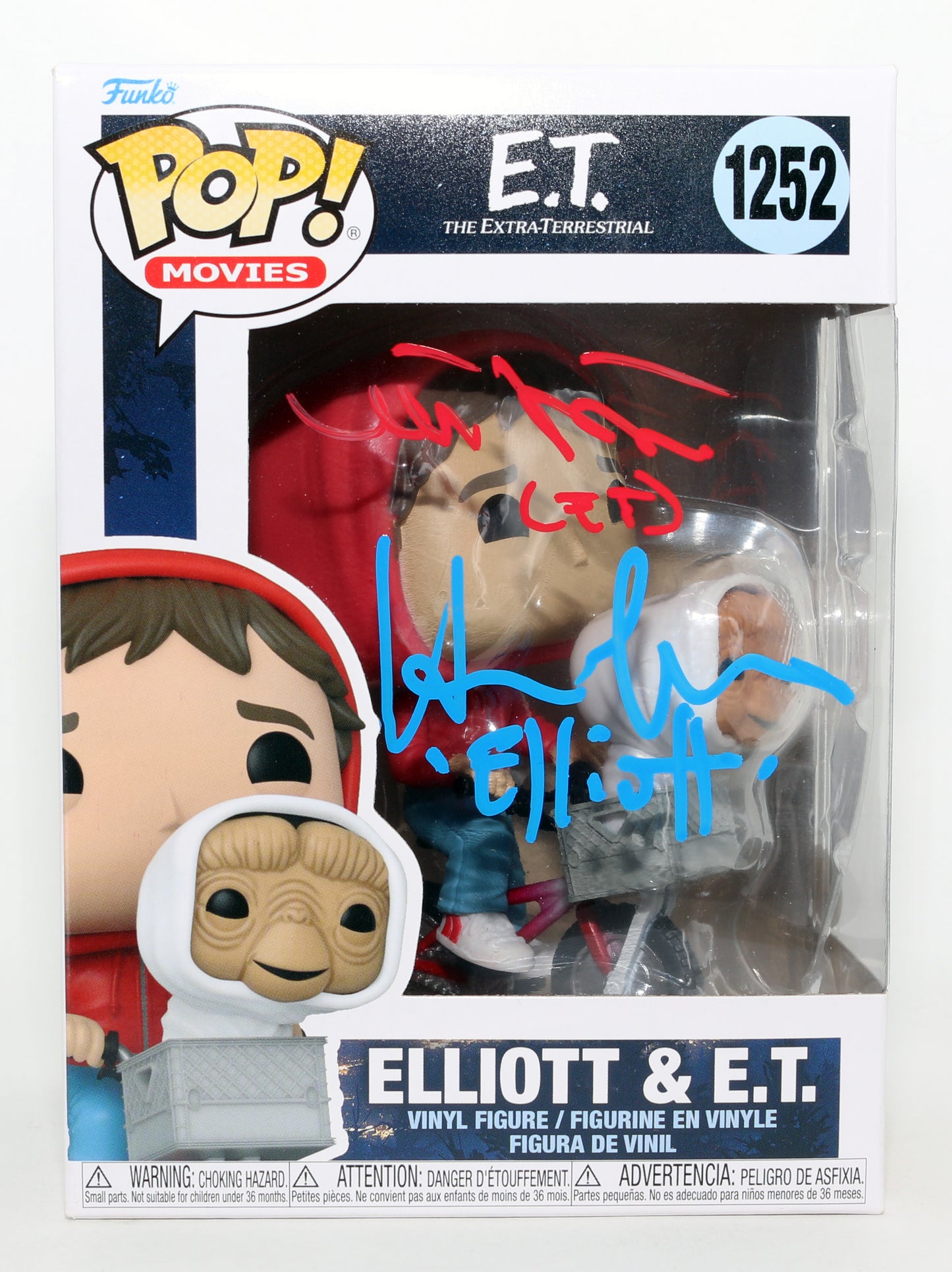 
                  
                    Henry Thomas as Elliott & Matthew De Meritt as E.T. in E.T The Extra-Terrestrial (JSA) Signed Funko POP! #1252 with Character Names
                  
                
