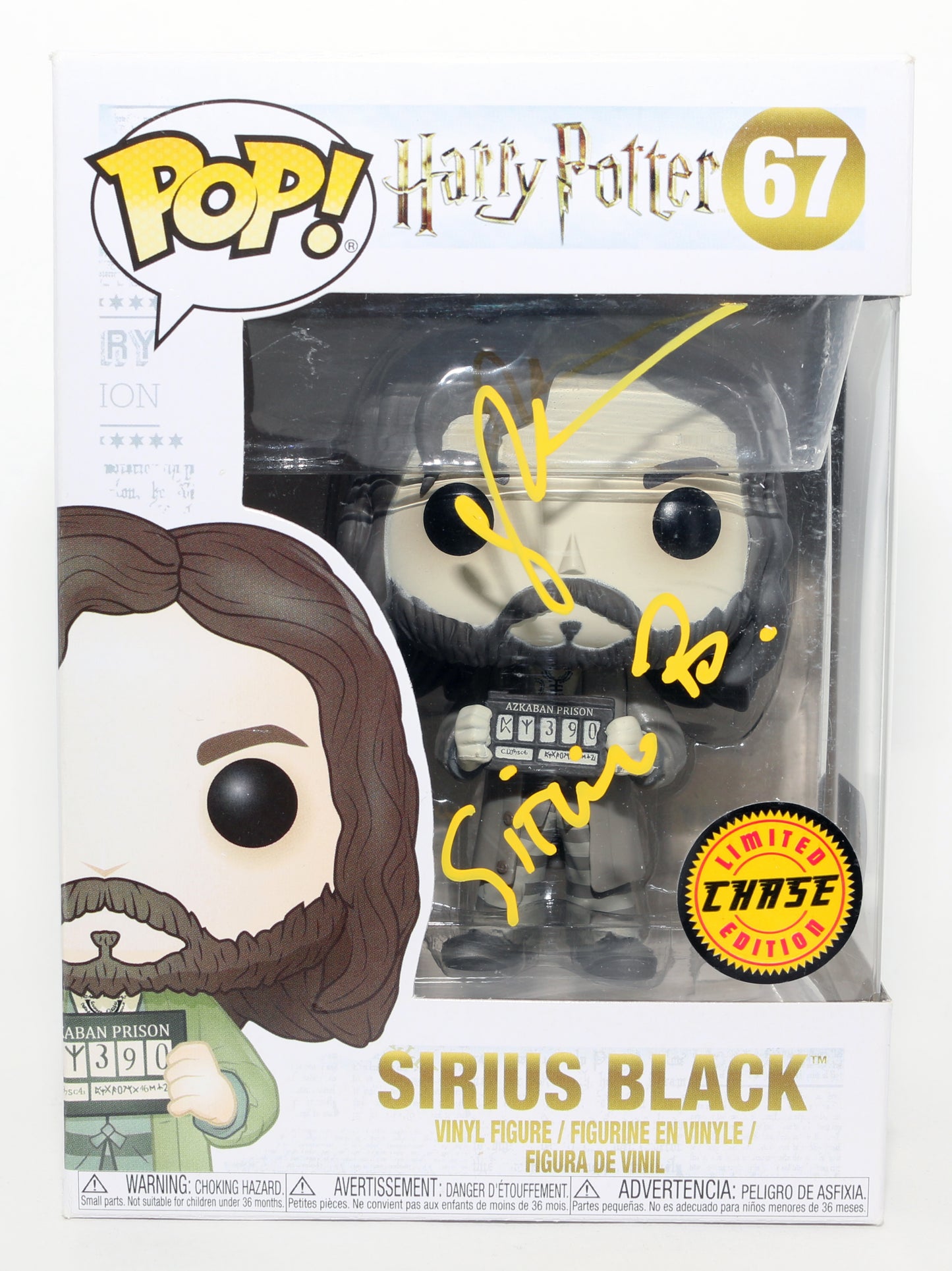 
                  
                    Gary Oldman as Sirius Black in Harry Potter & The Prisoner of Azkaban Limited Chase Edition (SWAU) Signed Funko POP! #67 with Character Name
                  
                