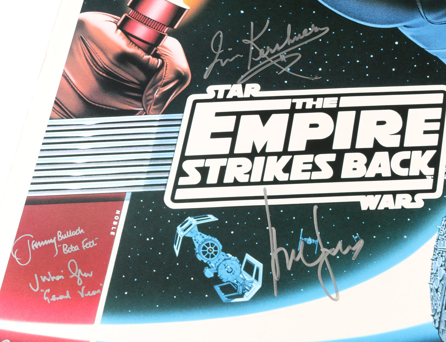 
                  
                    Star Wars: The Empire Strikes Back 27x41 Poster Cast Signed by Harrison Ford, Carrie Fisher, Mark Hamill, Irvin Kershner, Peter Mayhew, Jeremy Bulloch, Anthony Daniels, Kenny Baker, Billy Dee Williams, Gary Kurtz, & More
                  
                