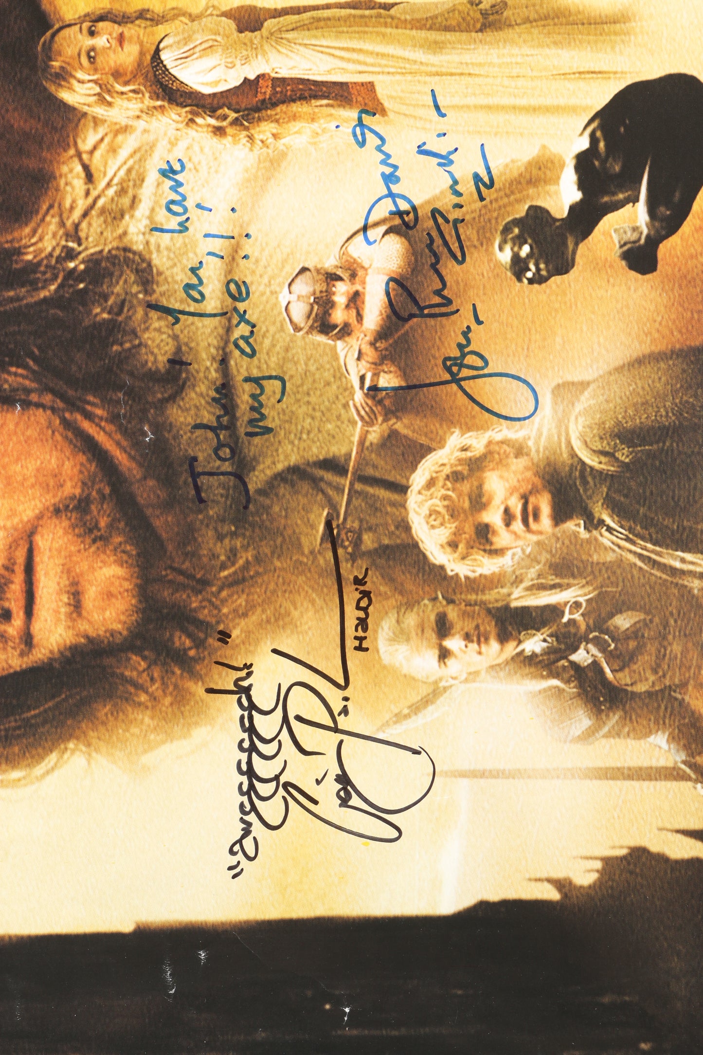 
                  
                    The Lord of the Rings: The Two Towers 30x40 Poster Cast Signed by Bernard Hill, John Rhys-Davies, Craig Parker, & Karl Urban with Character Names & Qutoes
                  
                