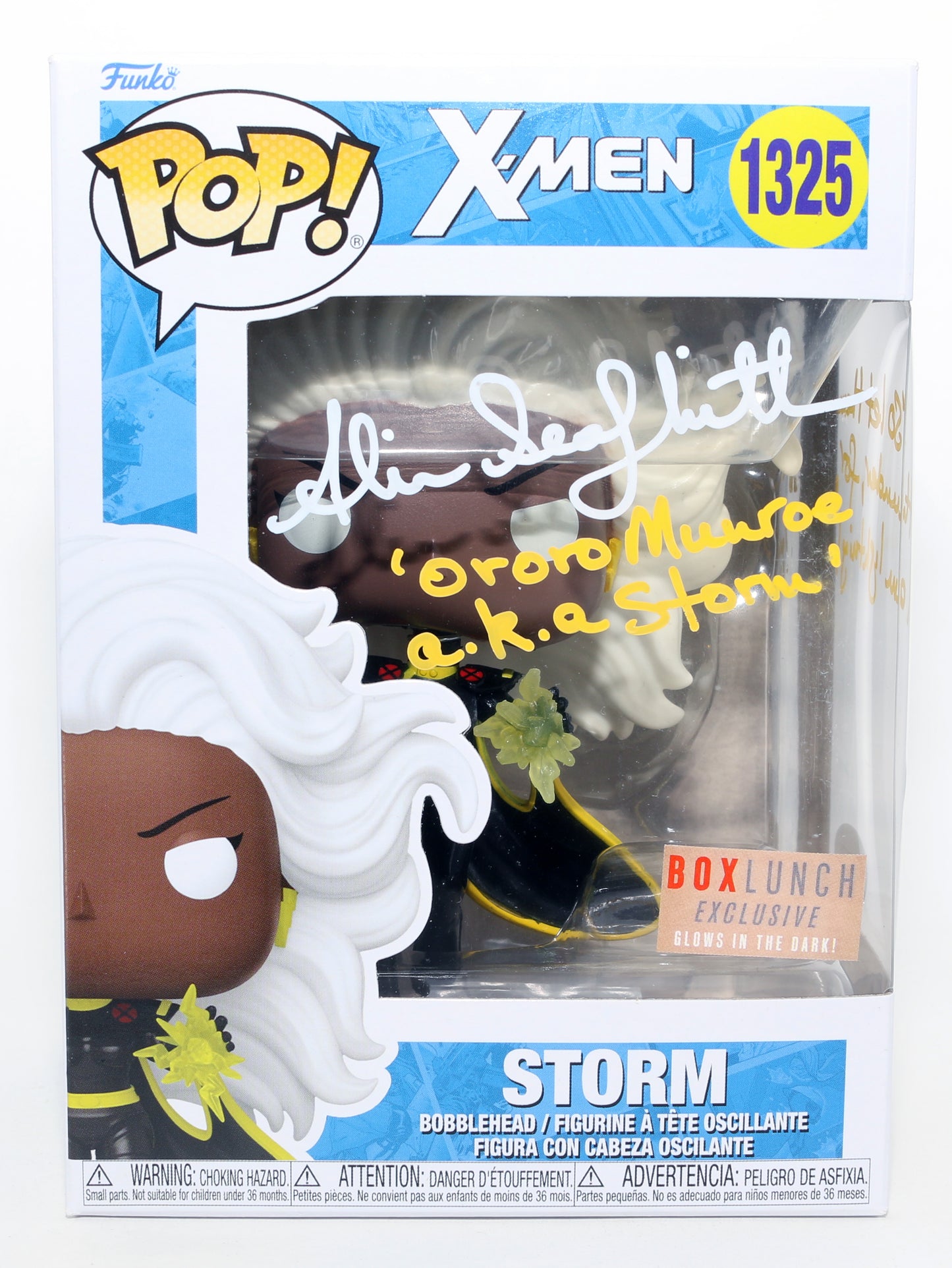 
                  
                    Alison Sealy-Smith as Ororo Munroe / Storm in X-Men '97 Box Lunch Exclusive GITD (JSA) Signed Funko POP! #1325 with Character Name & Quote
                  
                