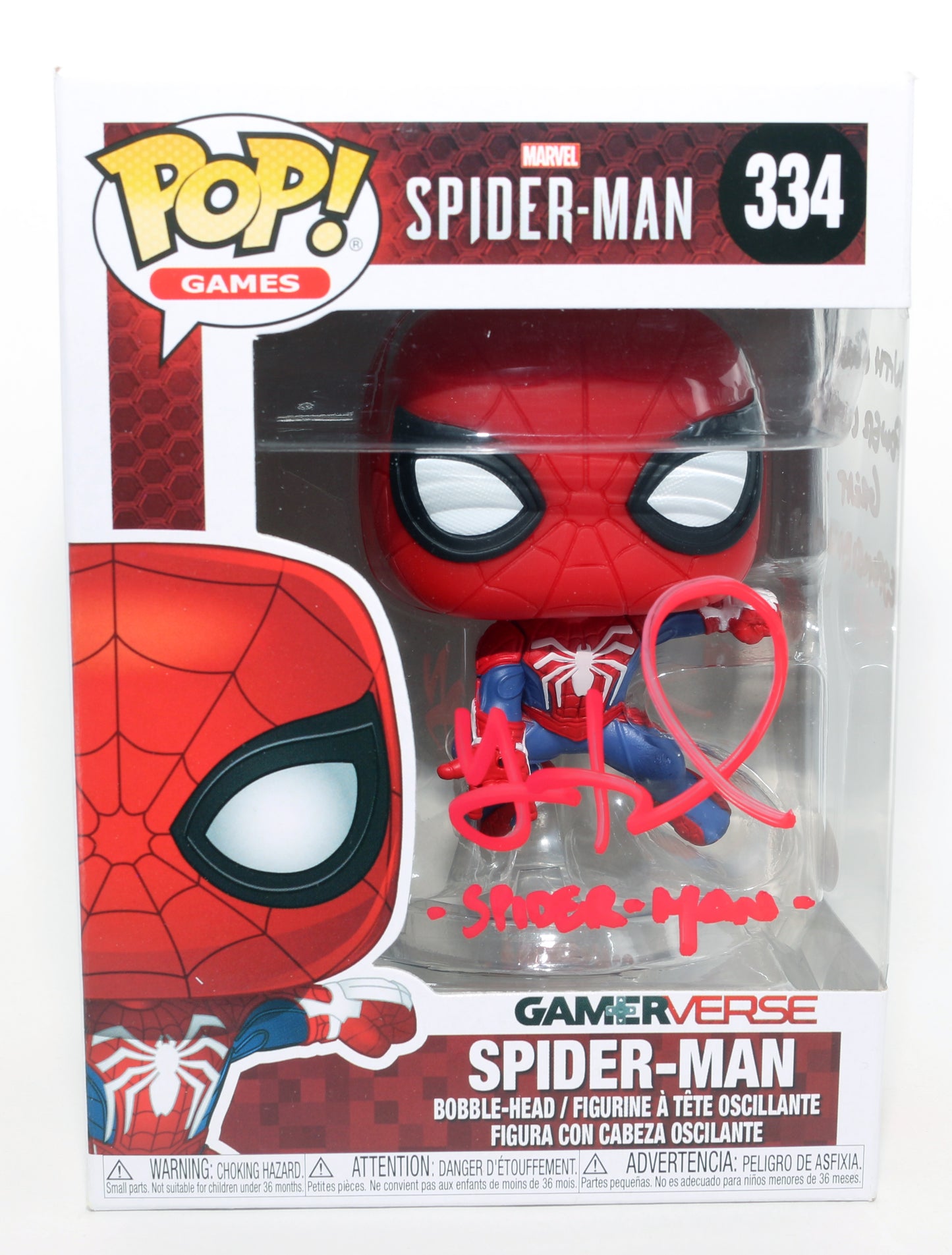 
                  
                    Yuri Lowenthal as Spider-Man in Marvel's Spider-Man Playstation Game (JSA) Signed Funko POP! #334 with Character Name & Quote
                  
                