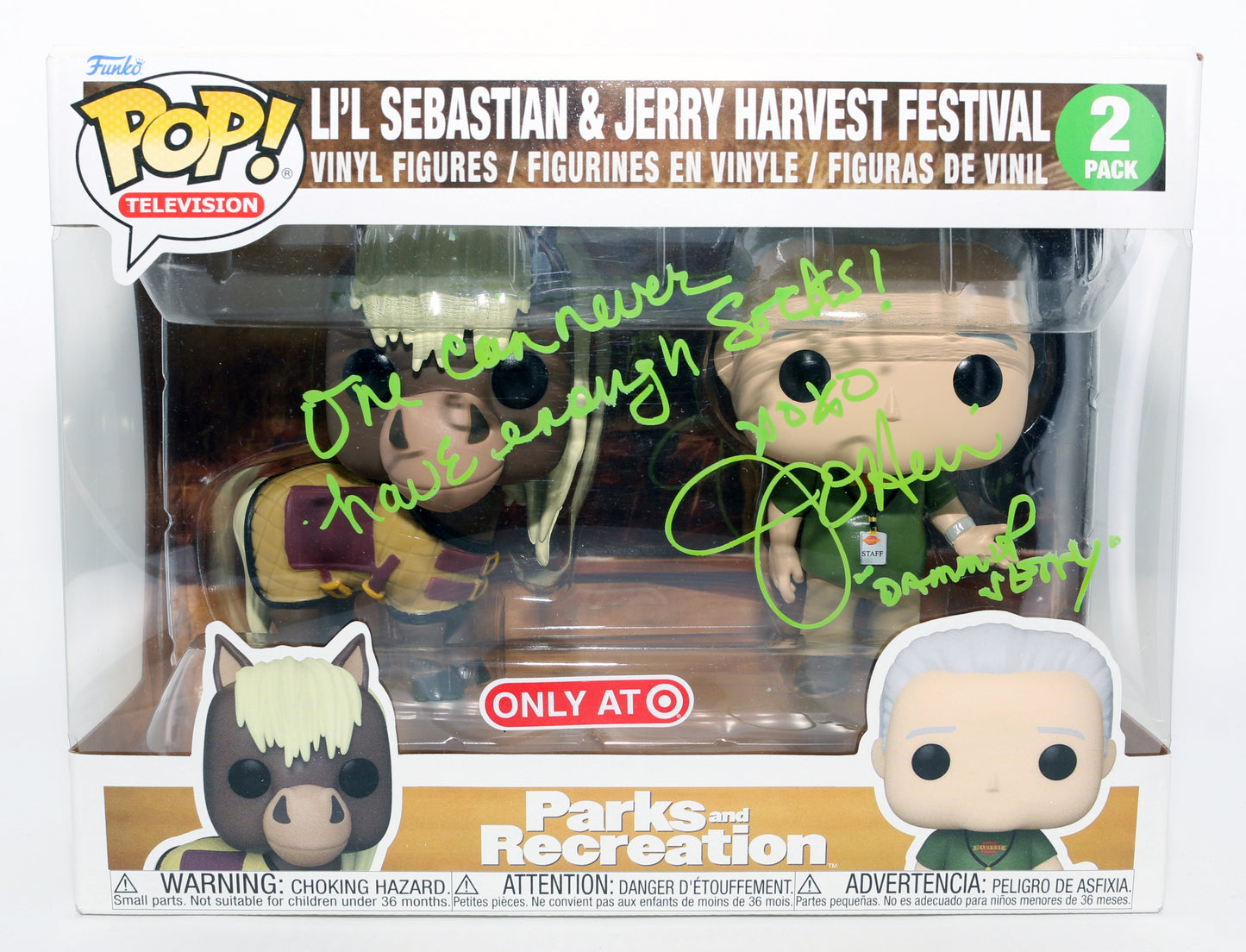 
                  
                    Jim O'Heir as Jerry Gergich in Parks & Recreation Signed Funko POP! 2-Pack with Character Name & Quote
                  
                