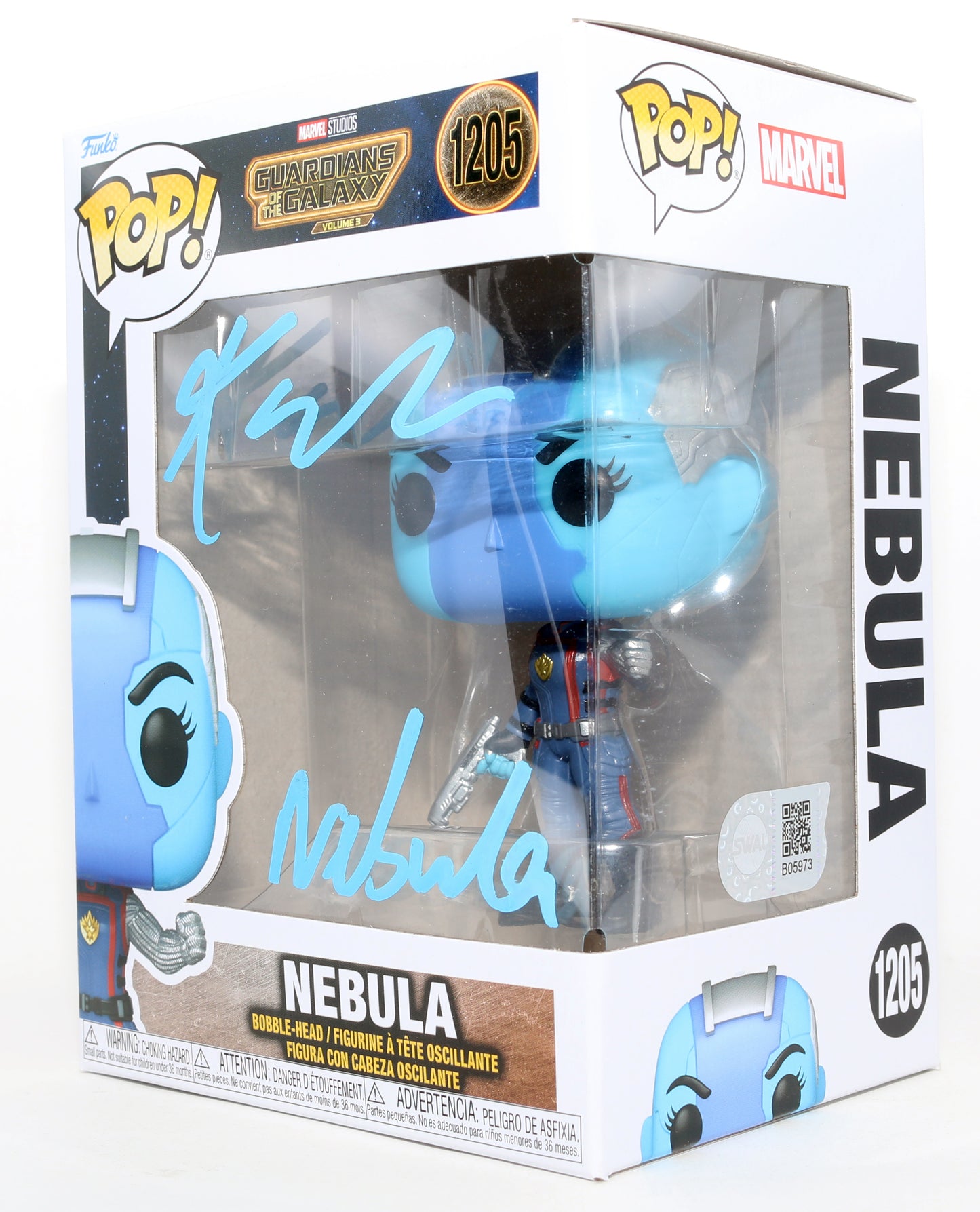
                  
                    Karen Gillan as Nebula in Guardians of the Galaxy Vol. 3 (SWAU) Signed Funko POP! #1205 with Character Name
                  
                