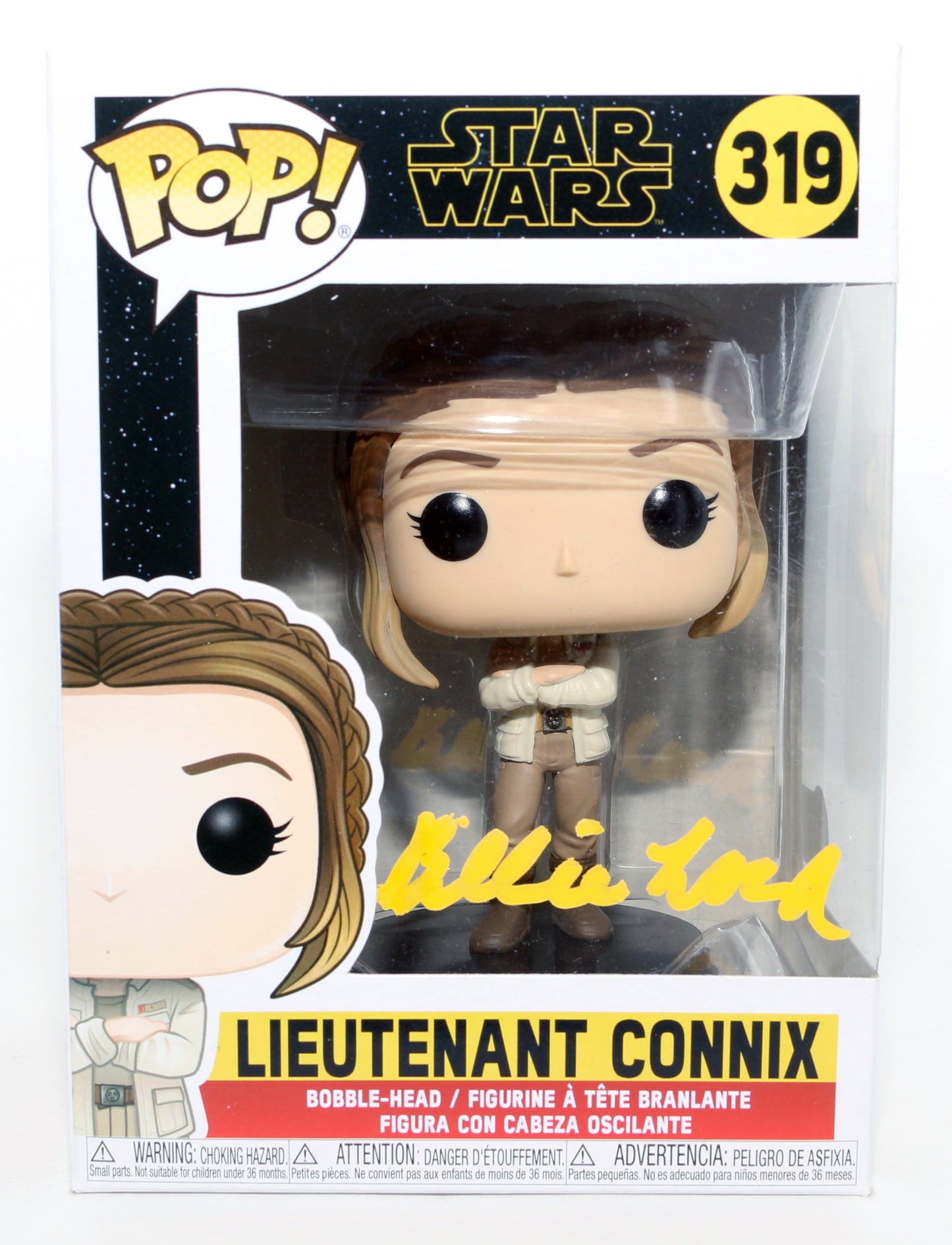 
                  
                    Billie Lourd as Lieutenant Connix in Star Wars: Rise of Skywalker (Beckett) Signed Funko POP! #319
                  
                