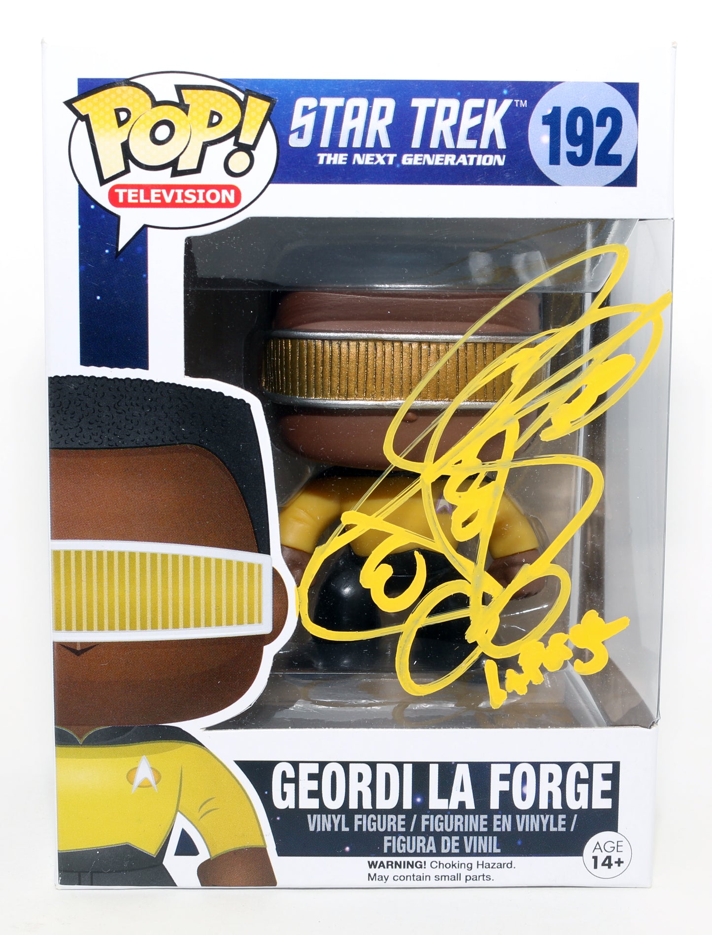 
                  
                    LeVar Burton as Geordi La Forge in Star Trek: The Next Generation Signed Funko POP! #189 with Character Name
                  
                