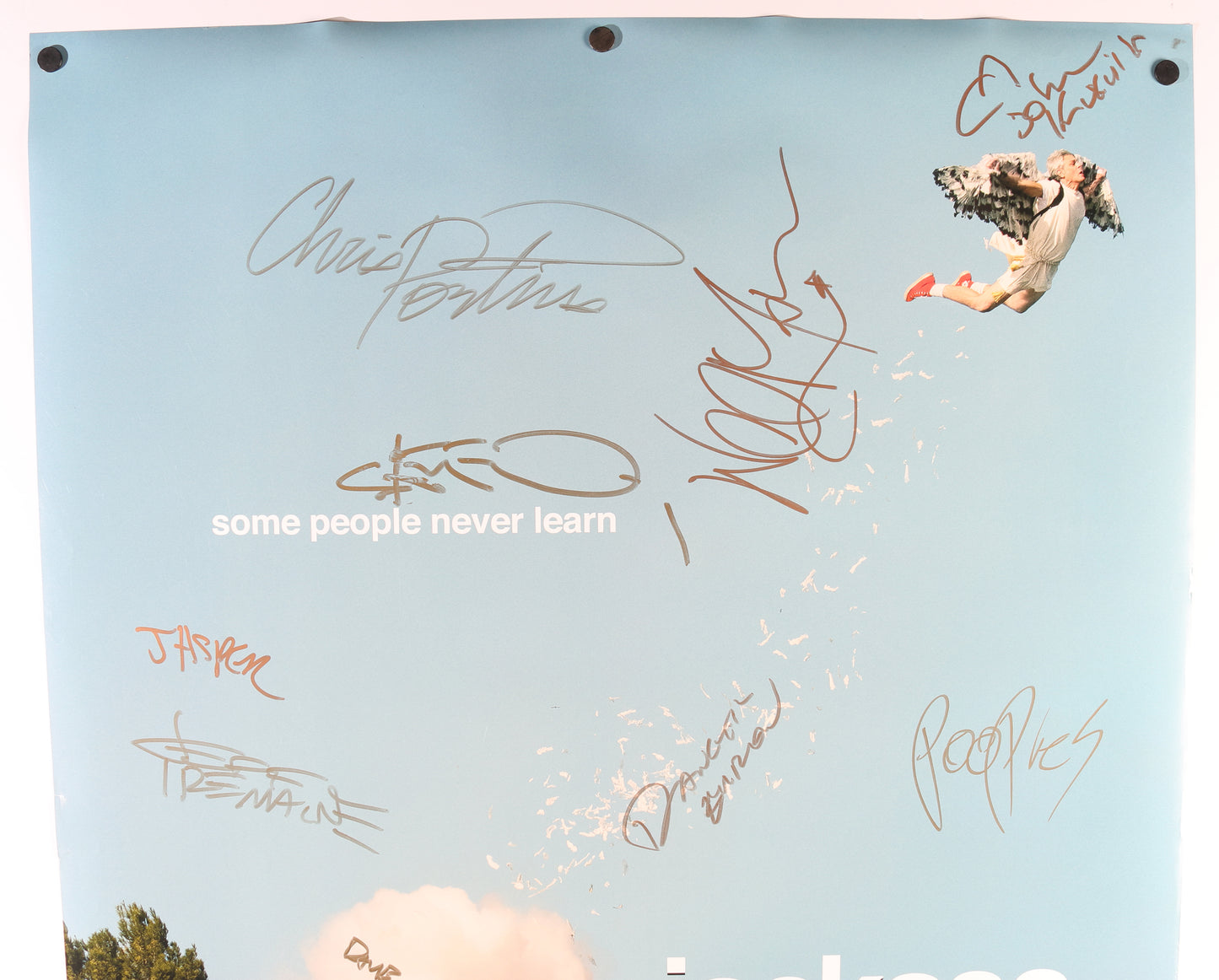 
                  
                    Jackass Forever 27x40 Poster Cast Signed by Johnny Knoxville, Jeff Tremaine, Jason Acuña, Steve-O, Chris Pontius, Dave England, Ehren McGhehey, Preston Lacy, Davon Wilson, Zach Holmes, Rachel Wolfson, & Sean McInerney
                  
                
