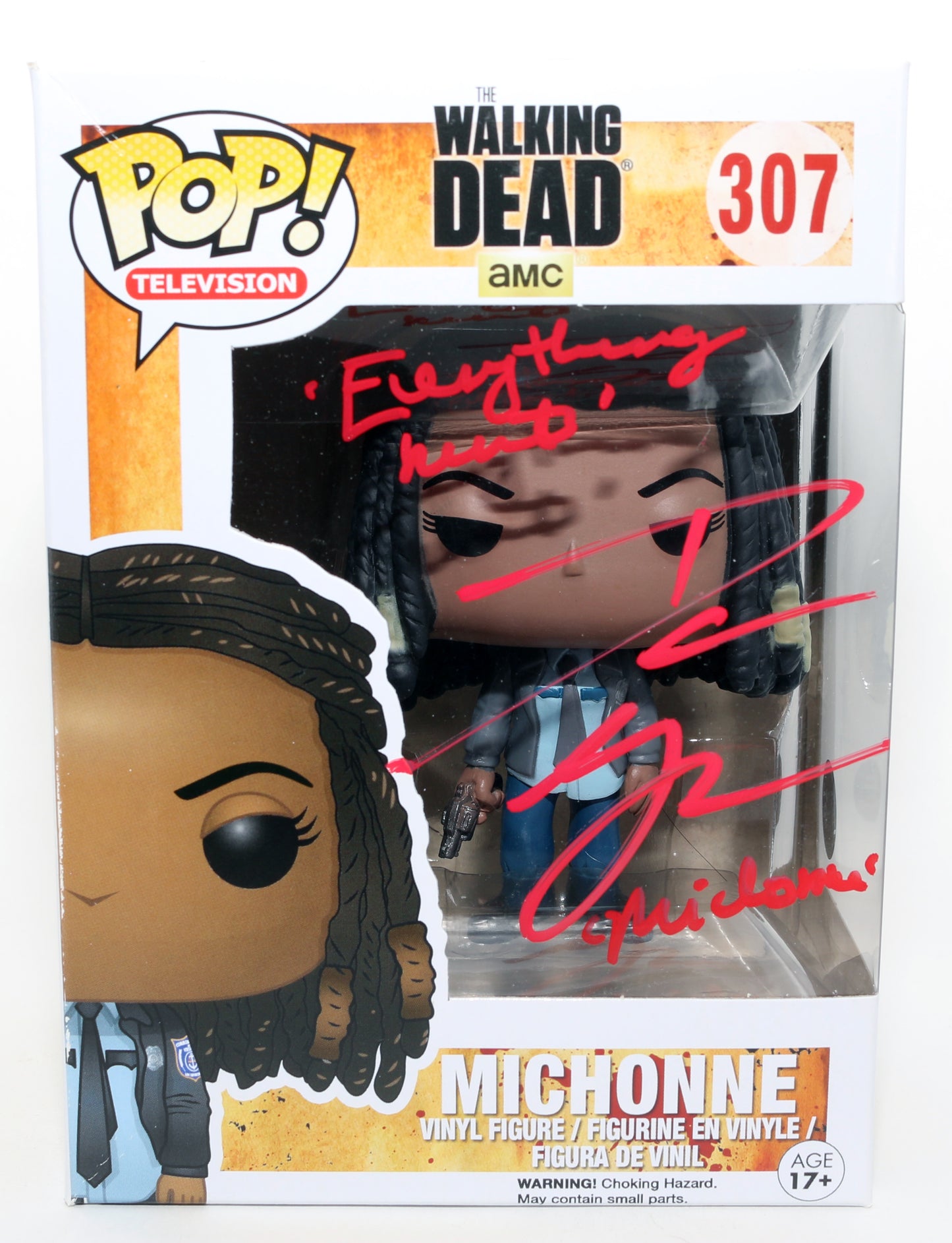 
                  
                    Danai Gurira as Michonne in The Walking Dead Signed Funko POP! #307 with Character Name & Quote
                  
                