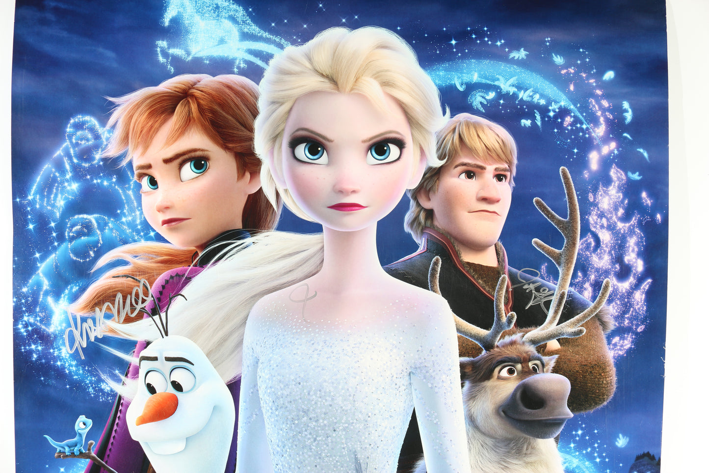 
                  
                    Disney's Frozen II 27x40 Poster Cast Signed by Kristen Bell, Idina Menzel, Josh Gad, Jonathan Groff, Sterling K. Brown, Evan Rachel Wood, Chris Buck, Jennifer Lee, Peter Del Vecho, Robert Lopez, & Kristen Anderson-Lopez
                  
                