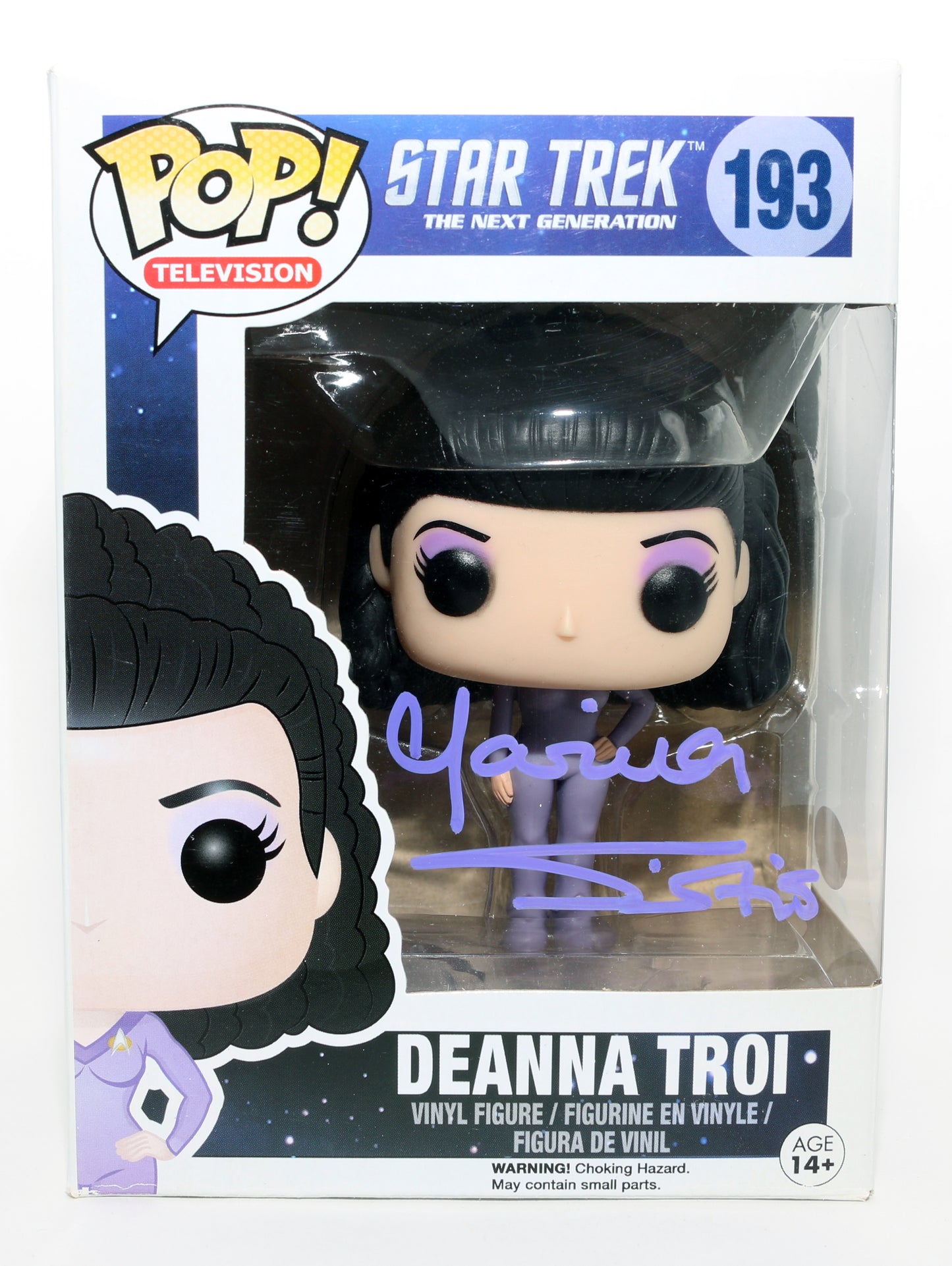 
                  
                    Marina Sirtis as Deanna Troi in Star Trek: The Next Generation (JSA) Signed Funko POP! #193
                  
                
