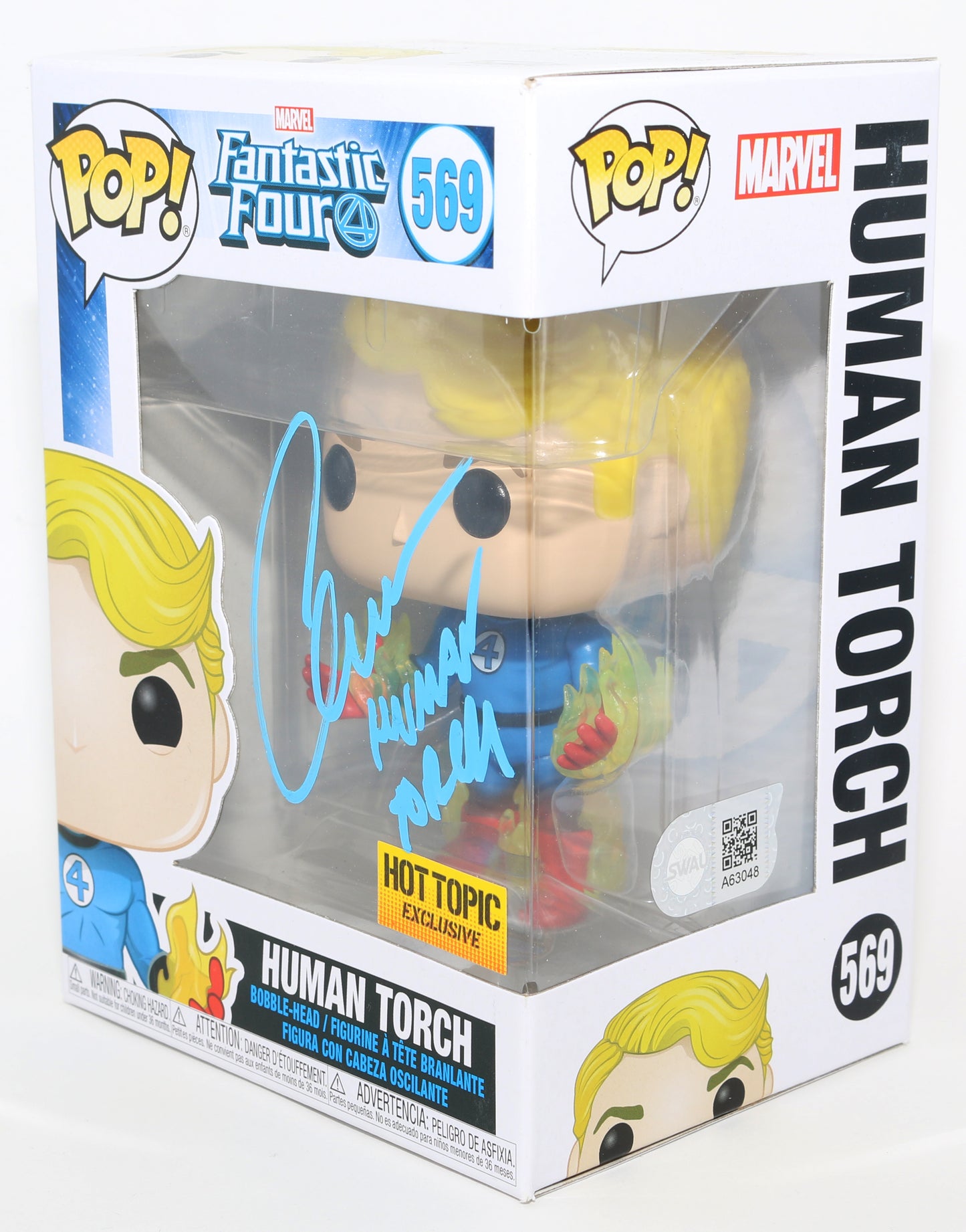 
                  
                    Chris Evans as Human Torch in Fantastic Four Hot Topic Exclusive (SWAU) Signed Funko POP! #569 with Character Name
                  
                