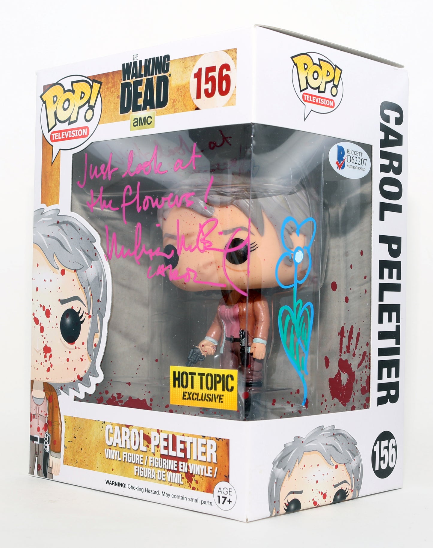 
                  
                    Melissa McBride as Carol Peletier in The Walking Dead Hot Topic Exclusive (Beckett) Signed Funko POP! #156 with Character Name & Quote
                  
                