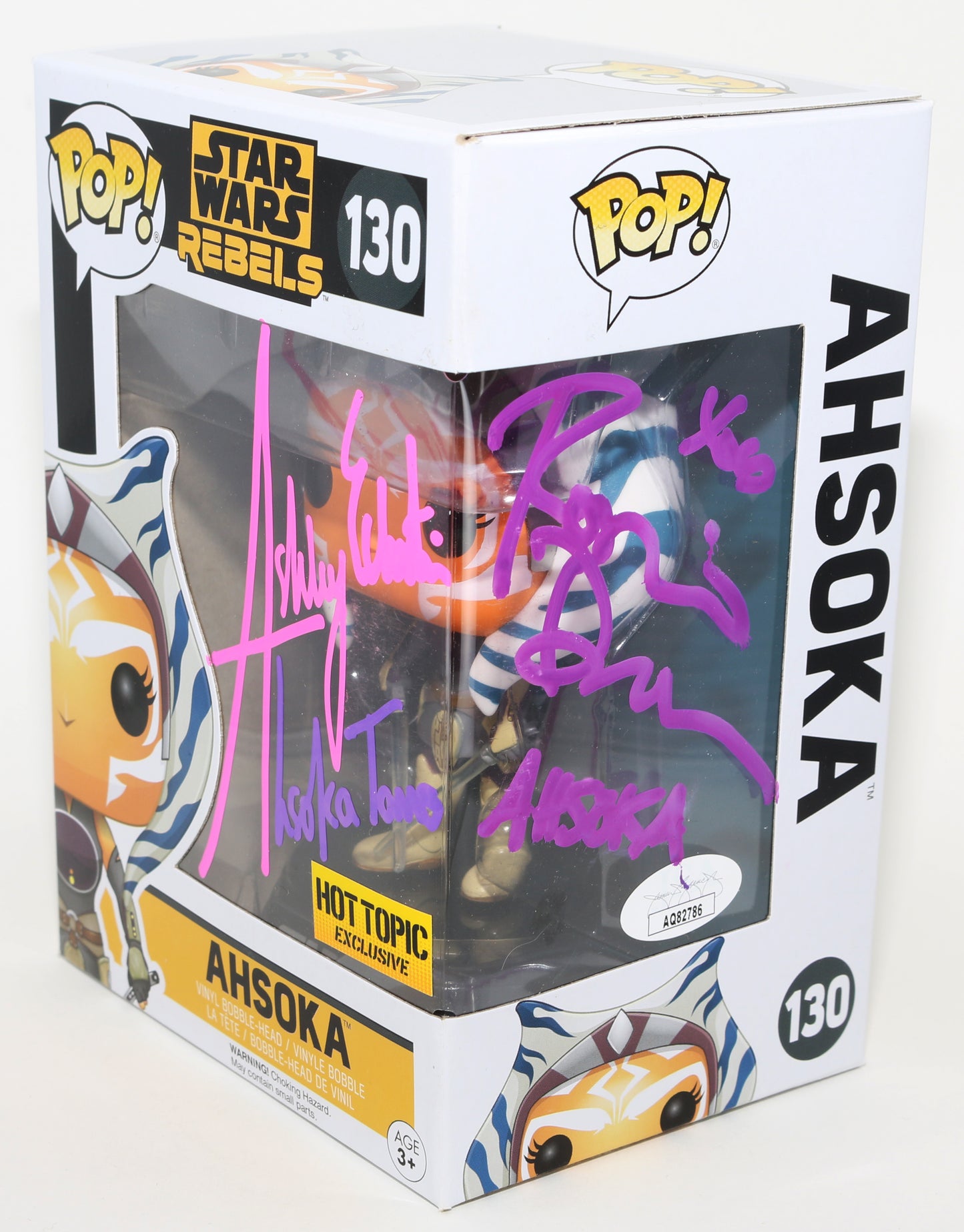 
                  
                    Rosario Dawson & Ashley Eckstein as Ahsoka Tano in Star Wars Hot Topic Exclusive (JSA) Signed Funko POP! #130 with Character Name
                  
                
