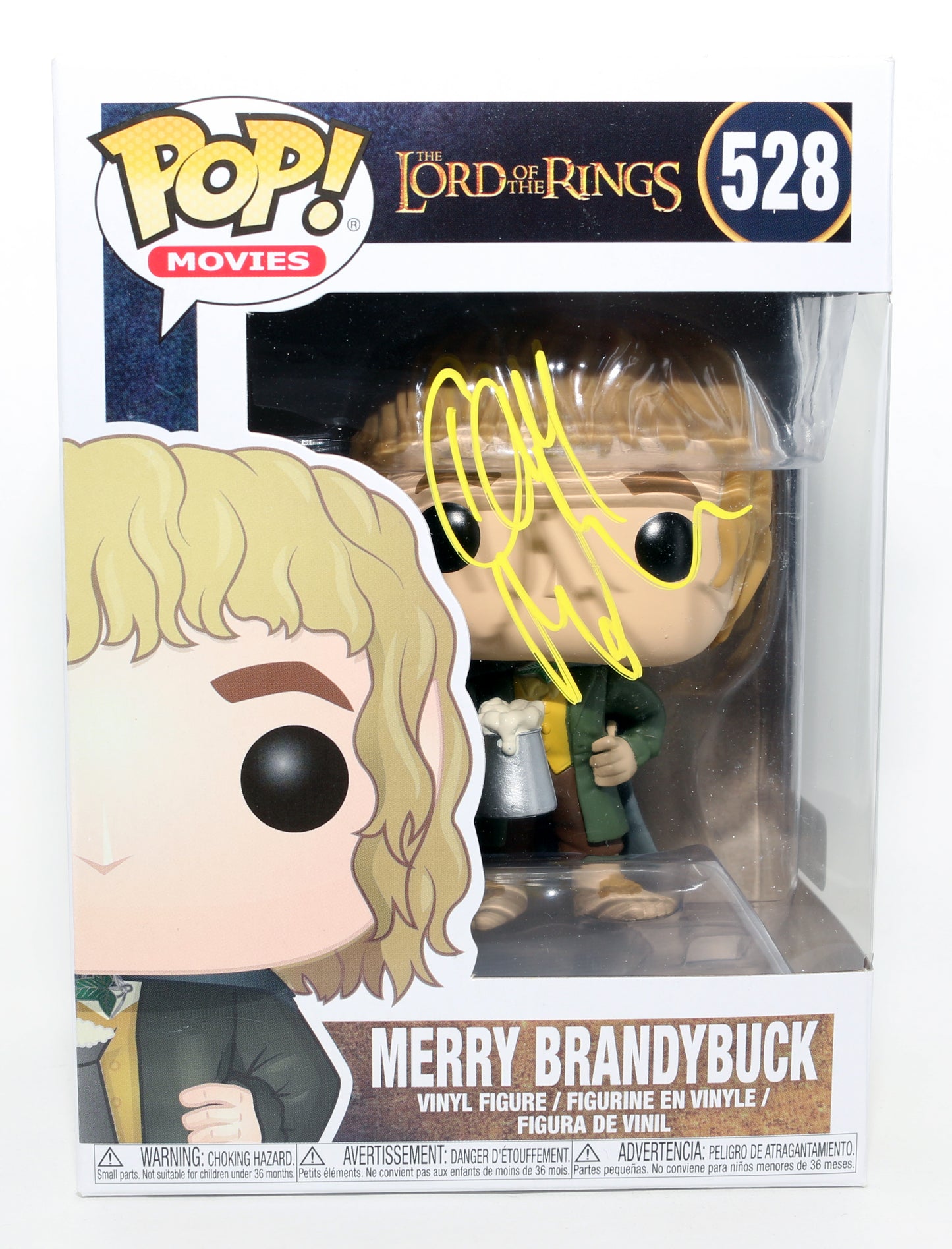 
                  
                    Dominic Monaghan as Merry Brandybuck in The Lord of the Rings Pristine Authentic Signed Funko POP! #528
                  
                