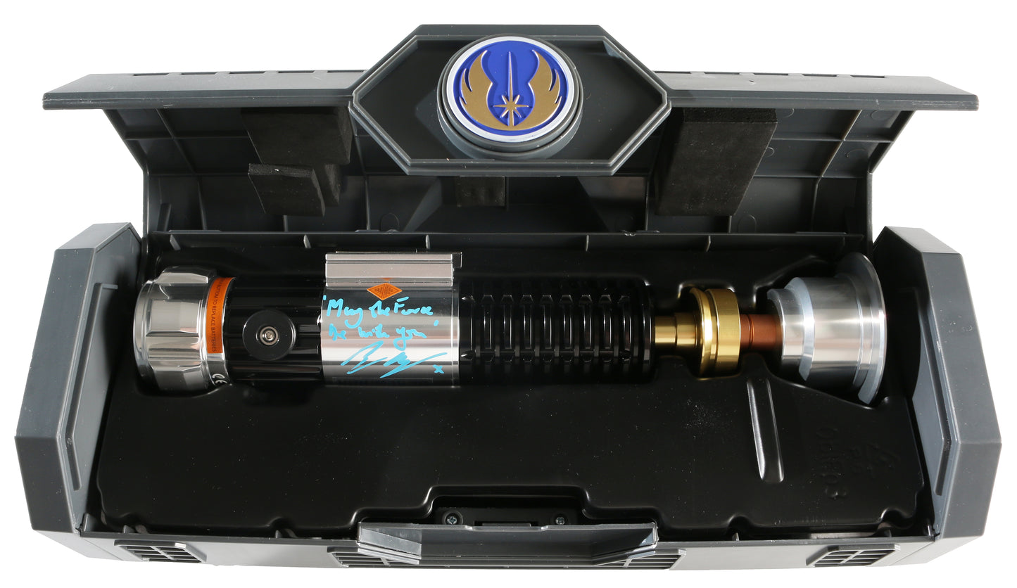 
                  
                    Anakin Skywalker & Obi-Wan from Star Wars: Revenge of the Sith 2pc Set of Galaxy's Edge Prop Replica Lightsabers (Official Pix / JSA) Signed by Hayden Christensen & Ewan McGregor with MTFBWY Quote
                  
                