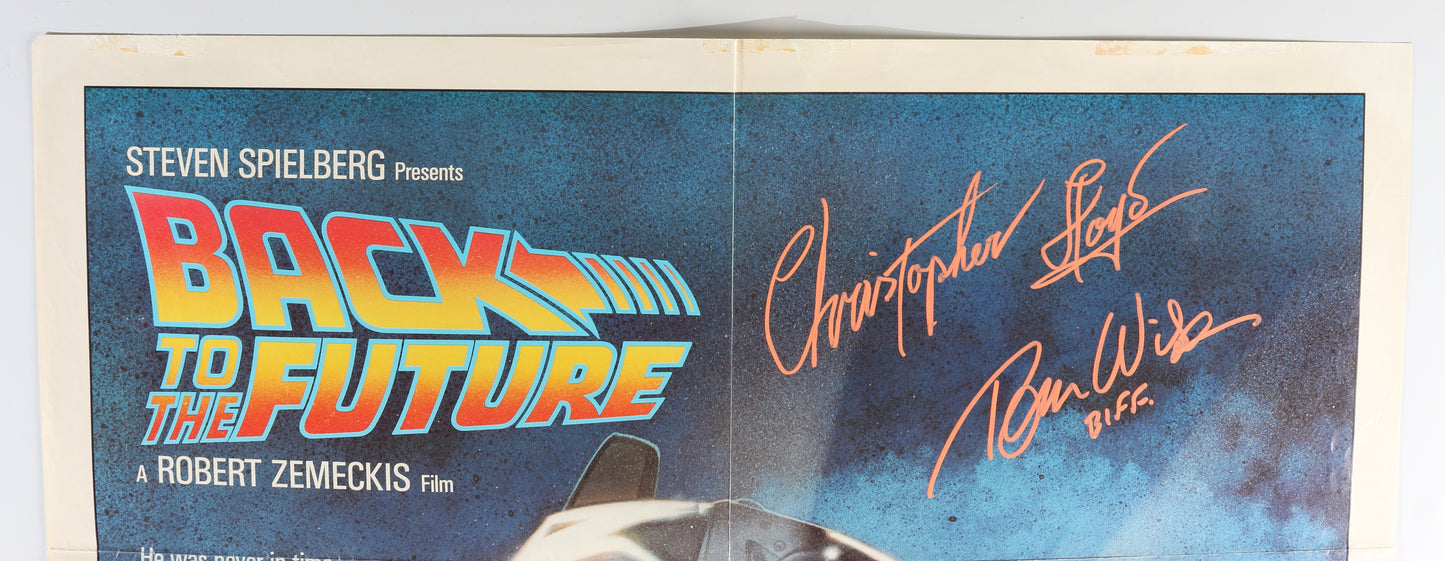 
                  
                    Back to the Future 27x41 Poster Cast Signed by Michael J. Fox, Christopher Lloyd, Tom Wilson, James Tolkan, Claudia Wells, Donald Fullilove, & Courtney Gains with Character Names
                  
                