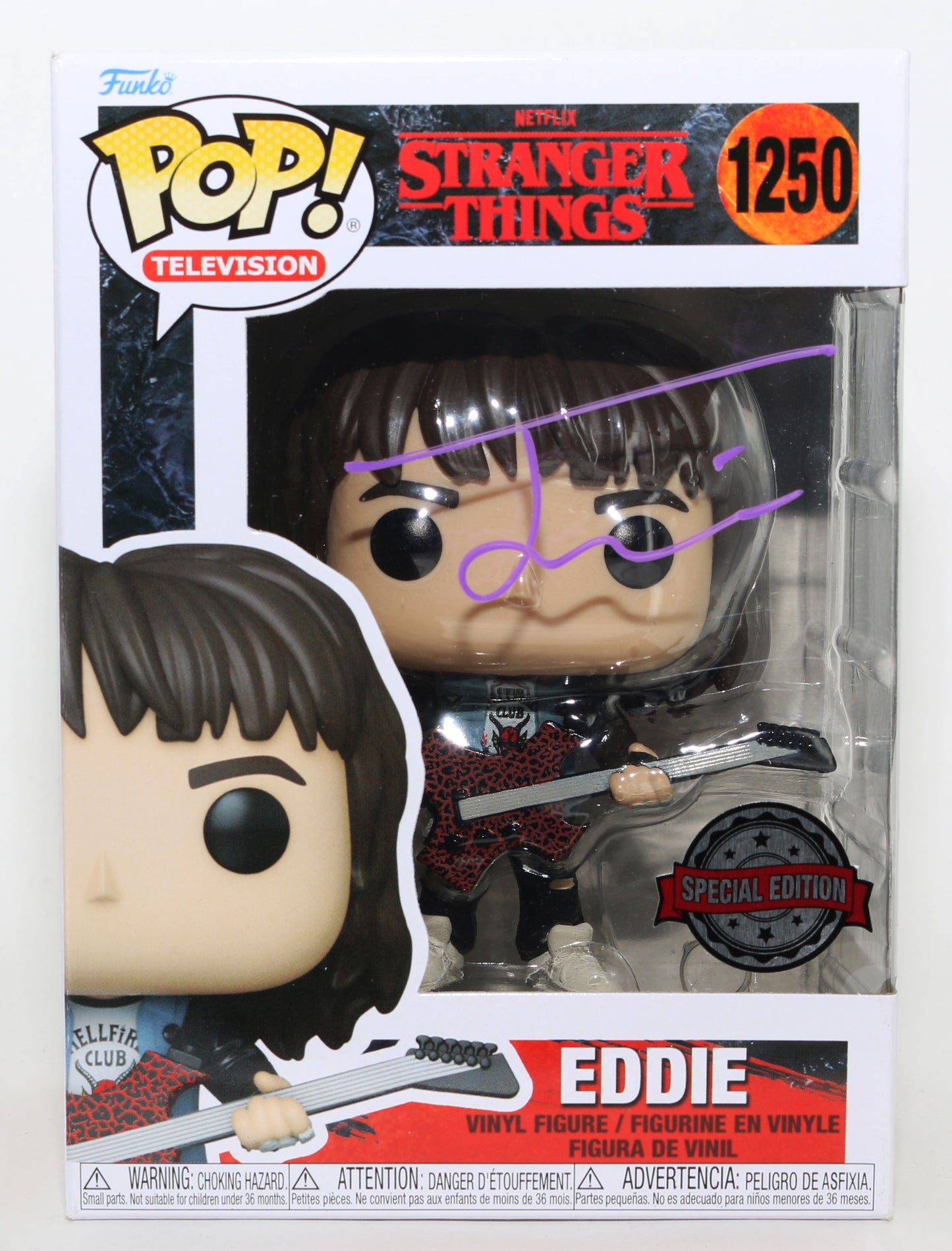 
                  
                    Joseph Quinn as Eddie Munson in Stranger Things Special Edition Signed Funko POP! #1250
                  
                