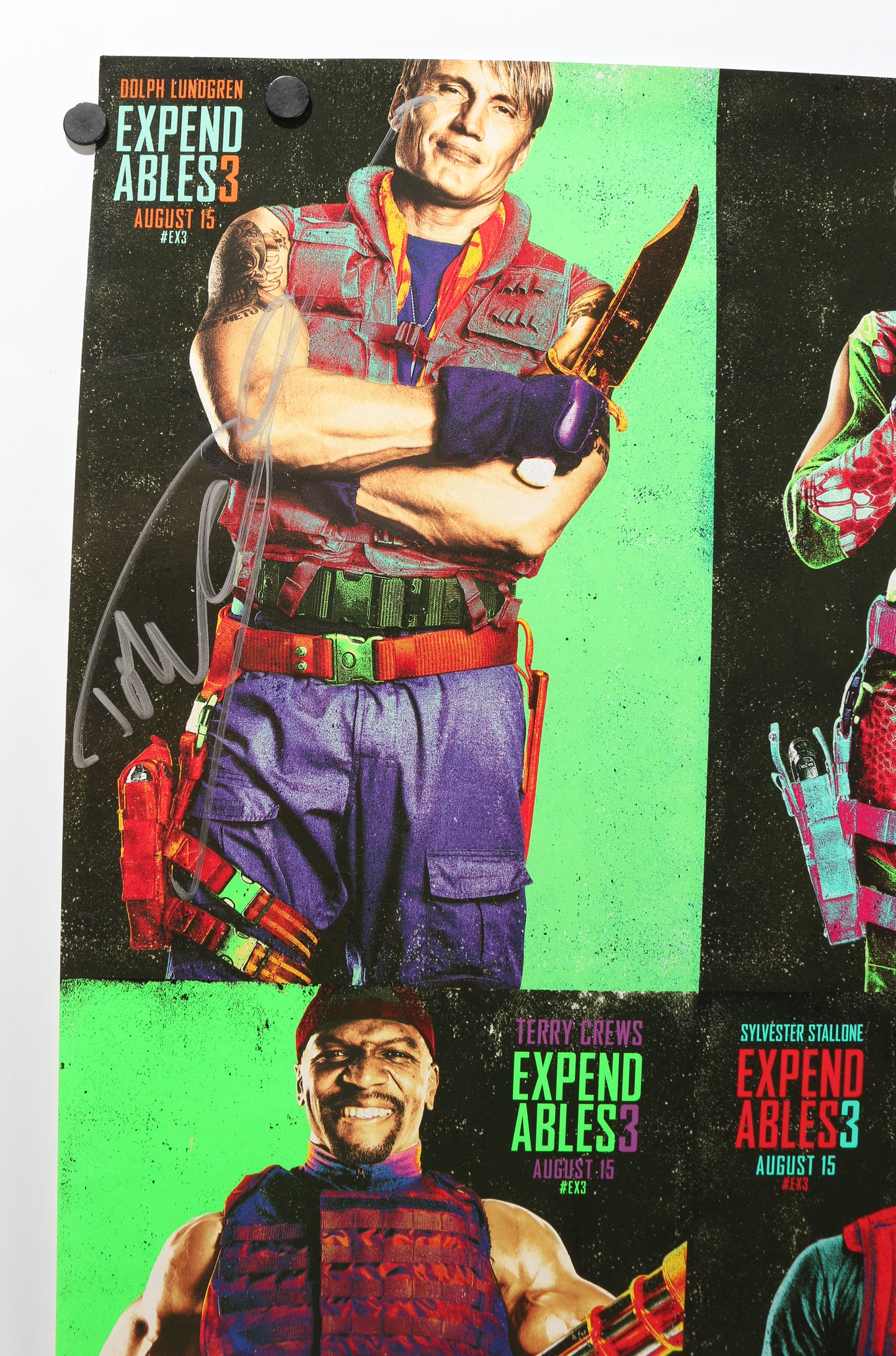 
                  
                    The Expendables 3 32x47 Poster Cast Signed by Dolph Lundgren, Kellen Lutz, Randy Coulture, Wesley Snipes, & Director: Patrick Hughes
                  
                
