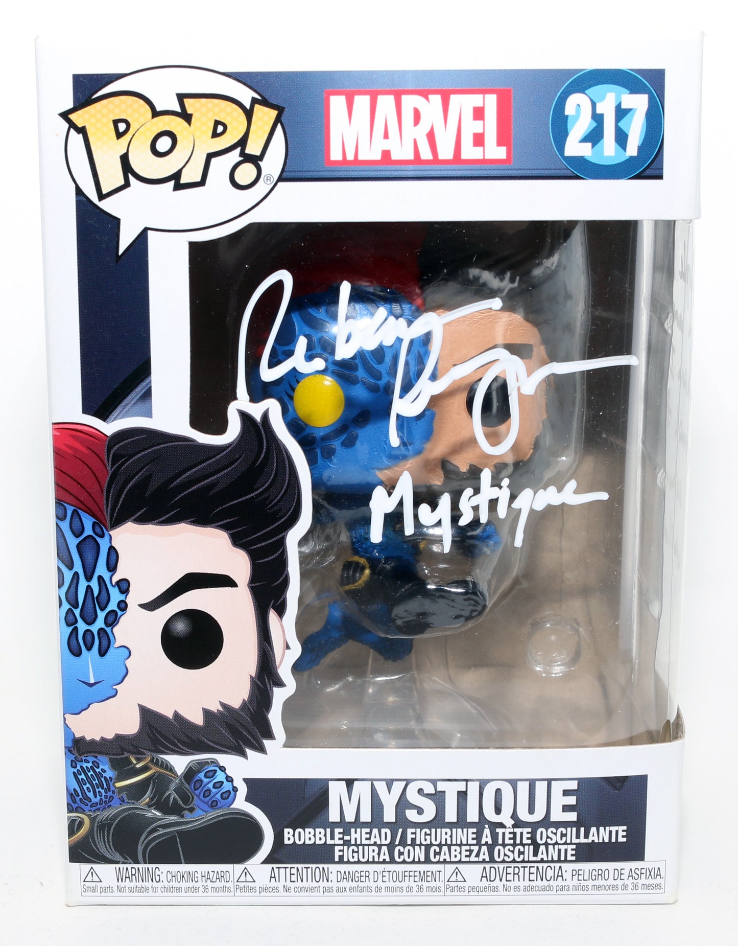 
                  
                    Rebecca Romijn as Mystique in X-Men Signed Funko POP! #217 with Character Name & Quote
                  
                