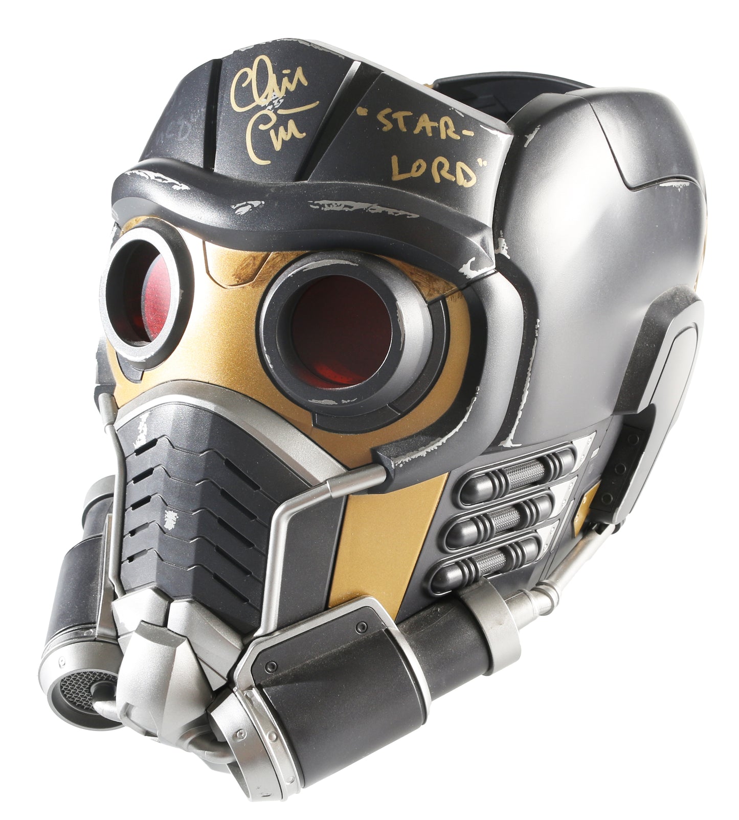 
                  
                    Chris Pratt as Star-Lord in Guardians of the Galaxy (Beckett Witnessed) Signed Hasbro Legends Series Prop Replica Helmet with Character Name
                  
                