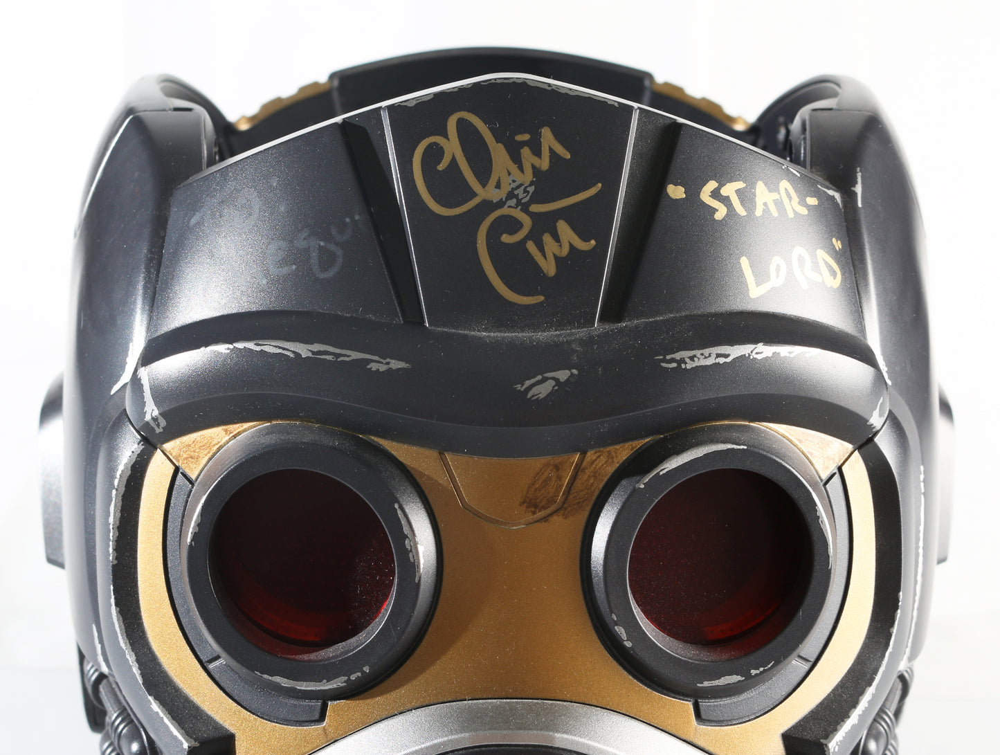 
                  
                    Chris Pratt as Star-Lord in Guardians of the Galaxy (Beckett Witnessed) Signed Hasbro Legends Series Prop Replica Helmet with Character Name
                  
                