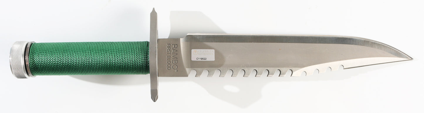 
                  
                    Sylvester Stallone as John Rambo in Rambo: First Blood Signed Prop Replica Knife
                  
                