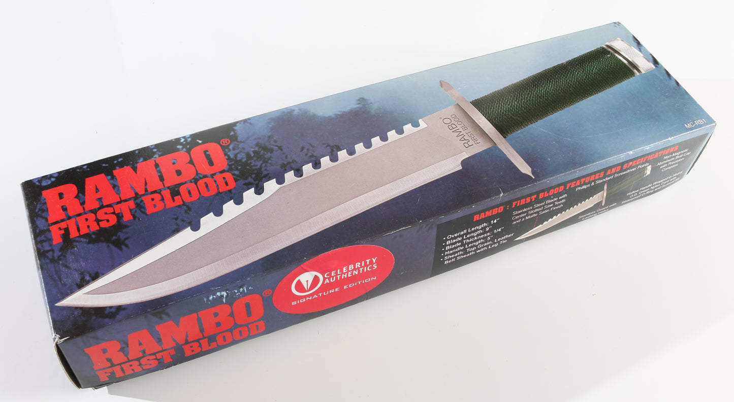 
                  
                    Sylvester Stallone as John Rambo in Rambo: First Blood Signed Prop Replica Knife
                  
                