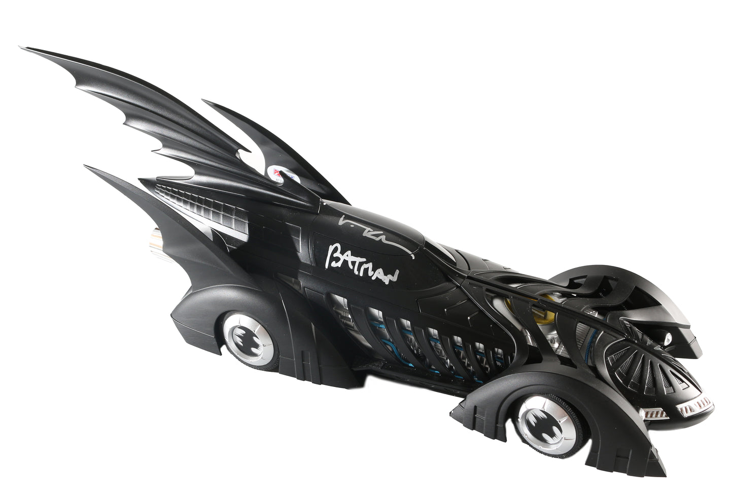 
                  
                    Val Kilmer as Batman in Batman Forever (PSA) Signed Hotwheels 1:18 Batmobile with Character Name
                  
                