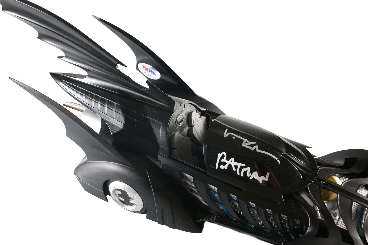 
                  
                    Val Kilmer as Batman in Batman Forever (PSA) Signed Hotwheels 1:18 Batmobile with Character Name
                  
                