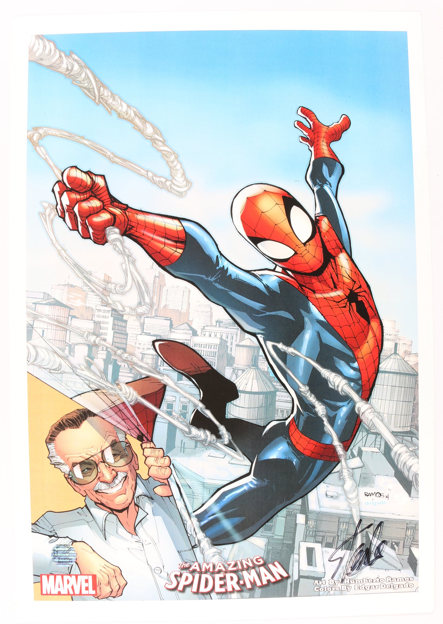 
                  
                    Stan Lee creator of The Amazing Spider-Man Signed 13x19 Humberto Ramos Art Print
                  
                