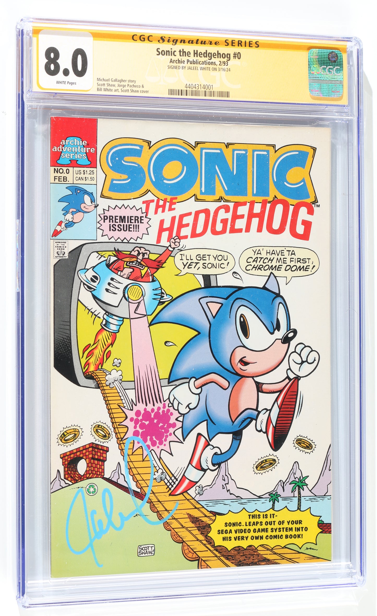
                  
                    Sonic The Hedgehog #0 - Signed by Jaleel White as Sonic from Sonic the Hedgehog (CGC Signature Series 8.0) 2024
                  
                