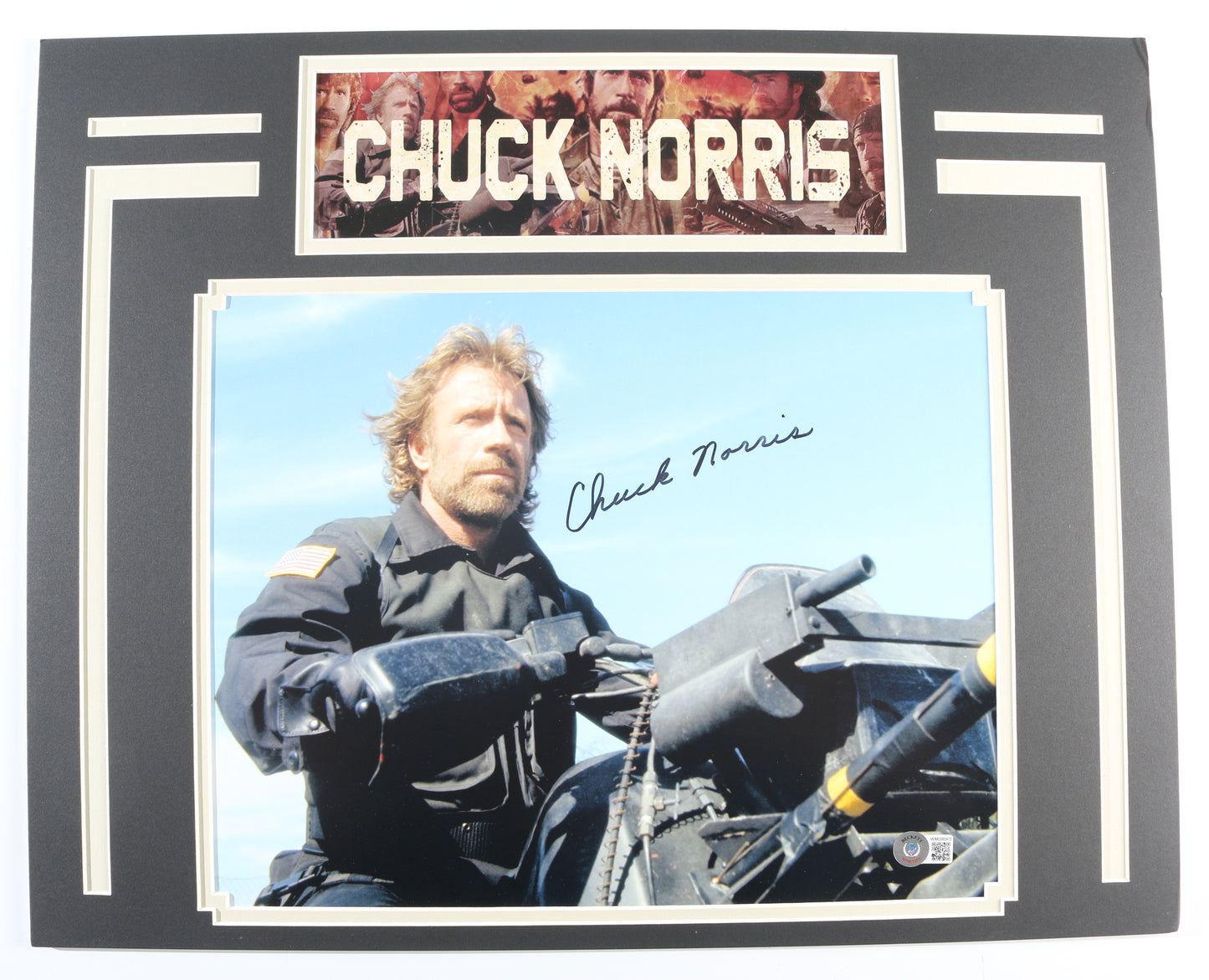 
                  
                    Chuck Norris as Major Scott McCoy in The Delta Force (Beckett Witnessed) Matted Signed 11x14 Photo
                  
                