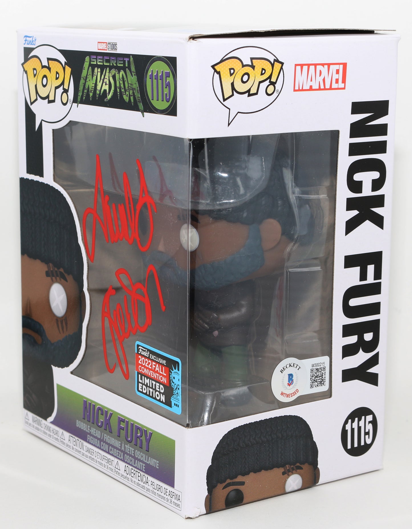 
                  
                    Samuel L. Jackson as Nick Fury in Secret Invasion 2022 Fall Con Limited Edition (Beckett) Signed Funko POP! #1115
                  
                
