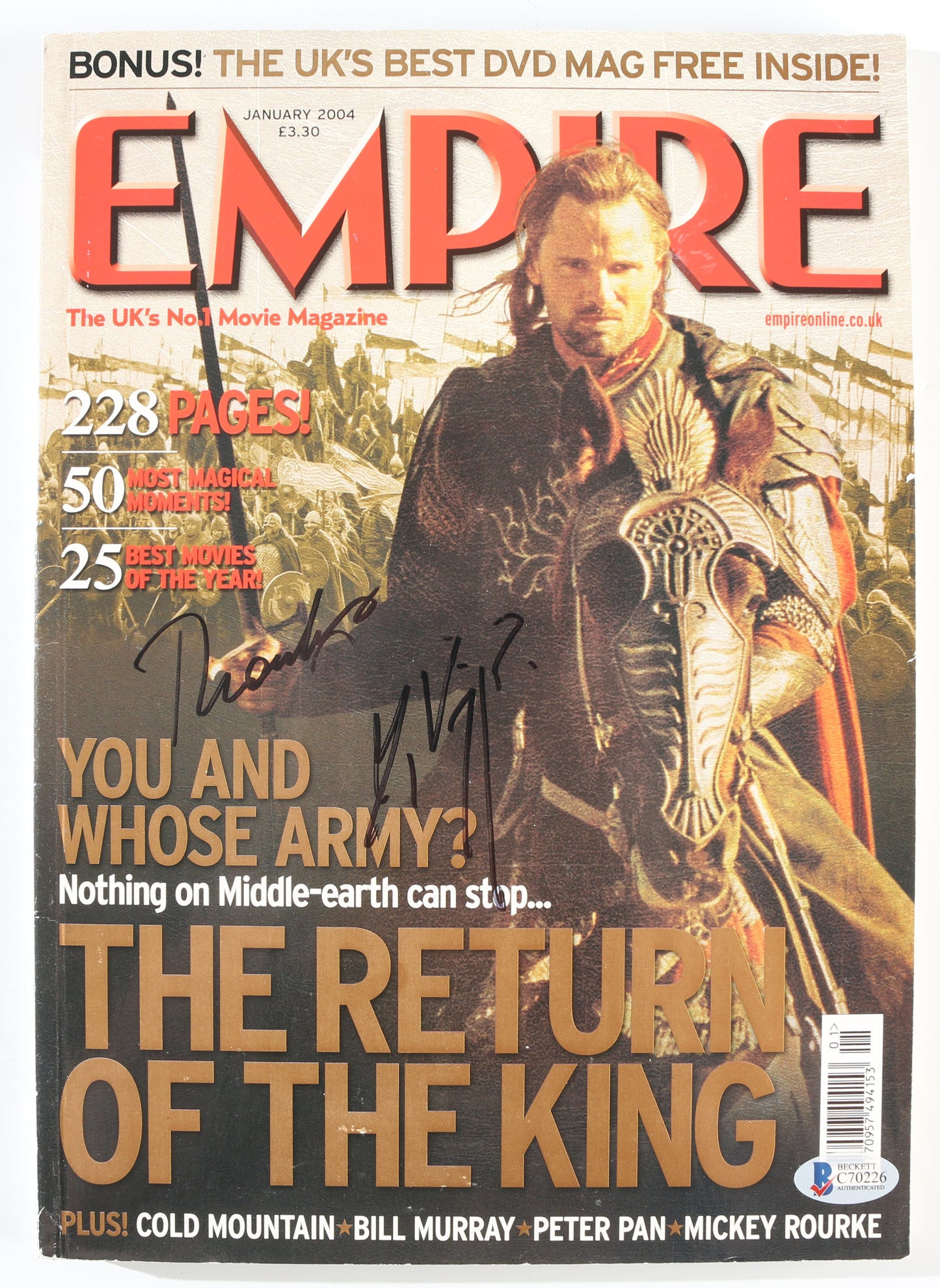 
                  
                    Viggo Mortensen as Aragorn in The Lord of the Rings: The Return of the King (Beckett) Signed Empire Magazine
                  
                