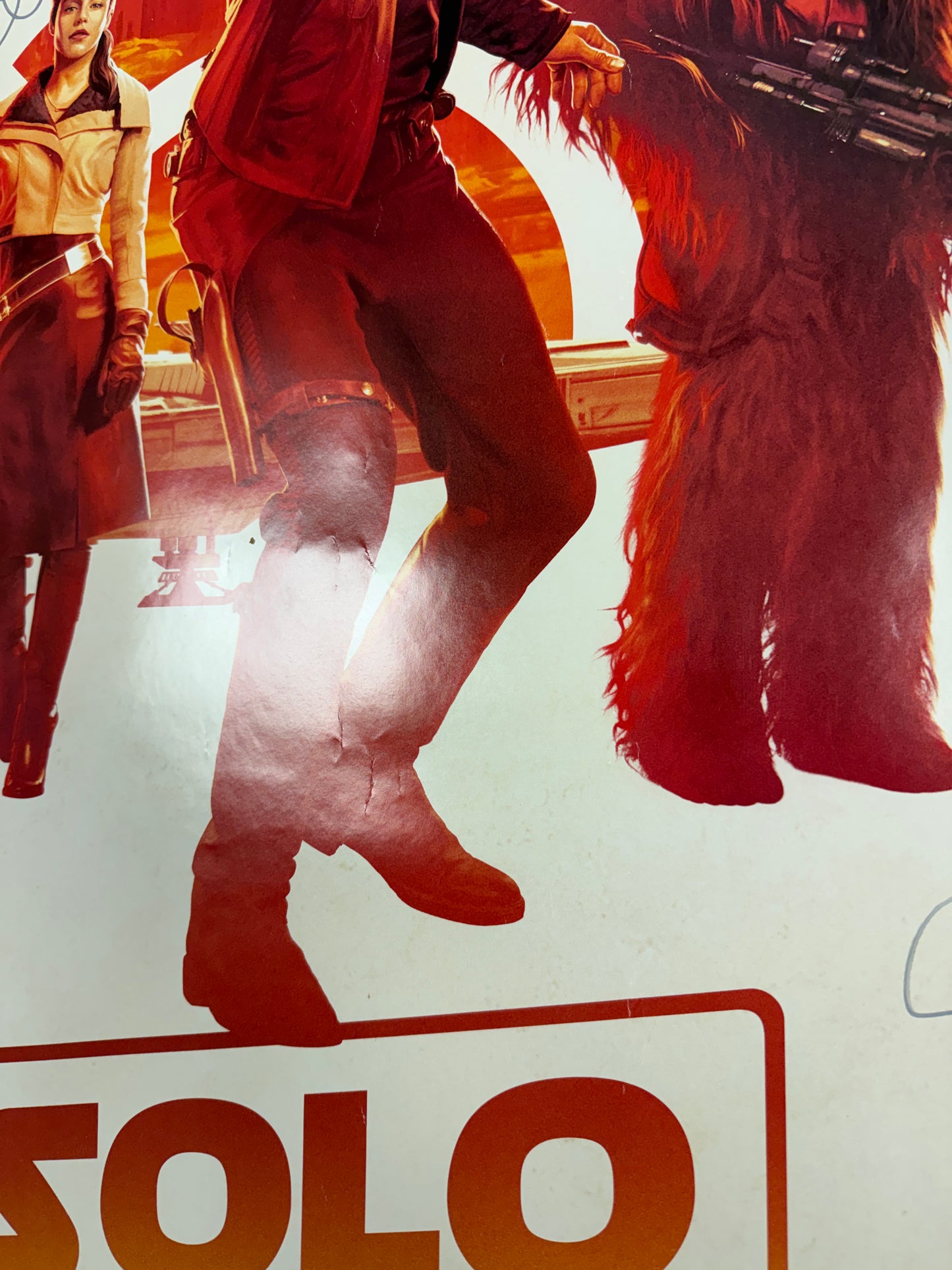 
                  
                    Solo: A Star Wars Story 27x40 Poster (Official Pix / Beckett Witnessed) Cast Signed by Alden Ehrenriech, Paul Bettany, Emilia Clarke, Joonas Suotamo, & Sam Witwer
                  
                