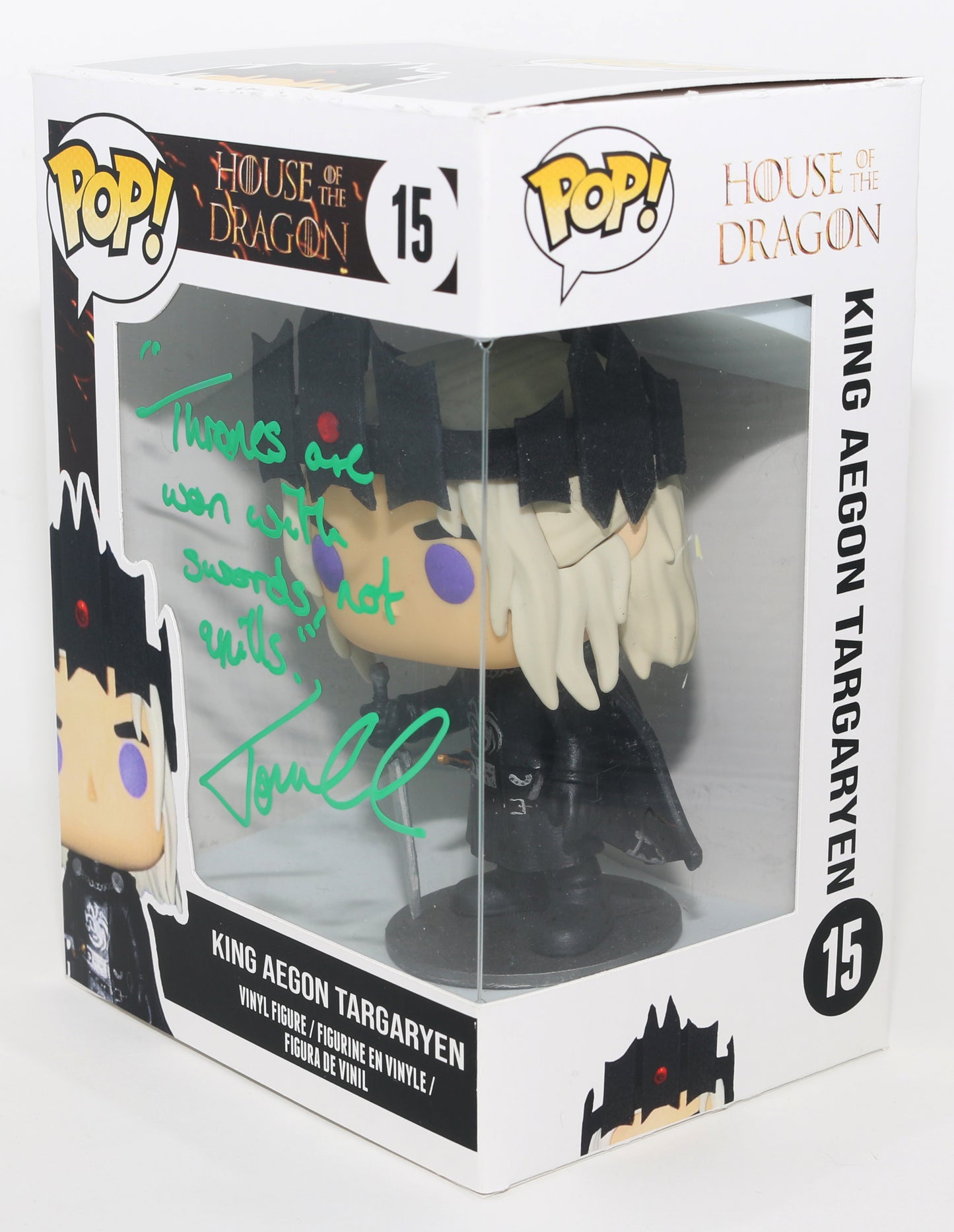 
                  
                    Tom Glynn as King Aegon Targaryen in HBO's House of the Dragon Signed Funko POP! #15 Custom Box with Quote
                  
                