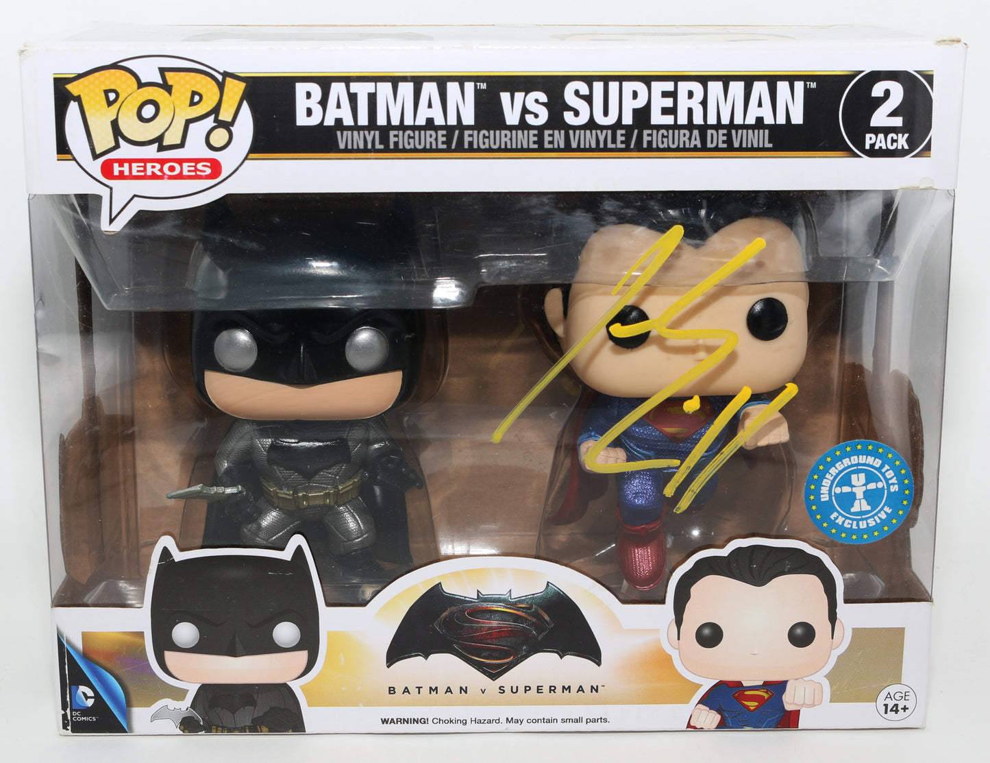
                  
                    Henry Cavill as Superman in Batman v Superman: Dawn of Justice Underground Toys Exclusive Signed Funko POP! 2 Pack
                  
                