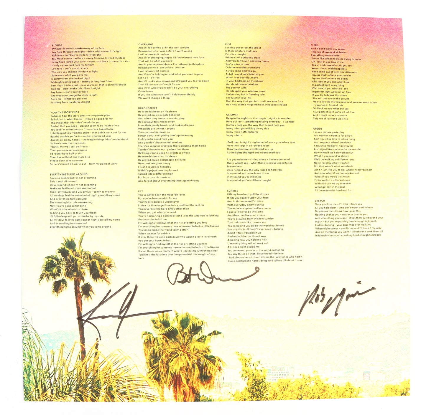 
                  
                    Dogstar: Somewhere Between the Power Lines & Palm Trees LP 12" Vinyl Record Insert Band Signed by Keanu Reeves, Robert Mailhouse, & Bret Domrose
                  
                