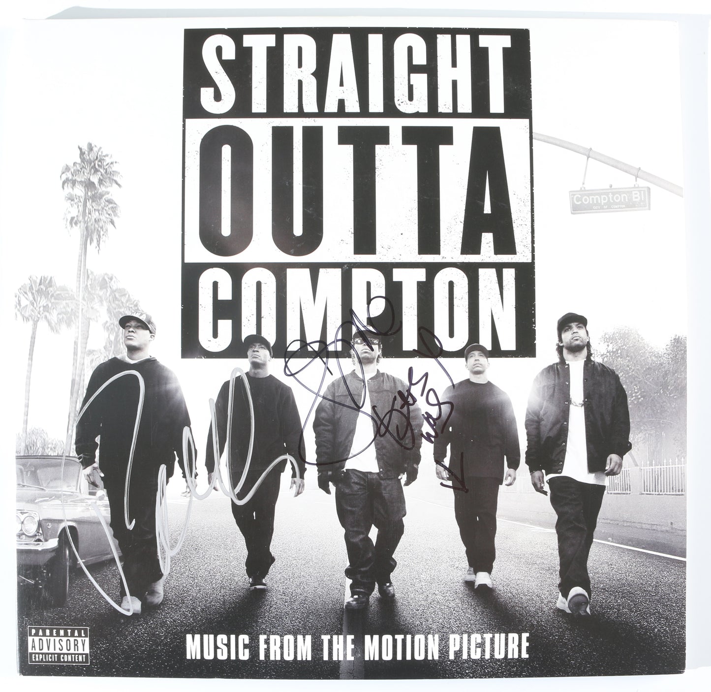 
                  
                    Jason Mitchell as Eric "Eazy-E" Wright & Paul Giamatti as Jerry Heller in Straight Outta Compton Signed 12" Vinyl Record Soundtrack
                  
                