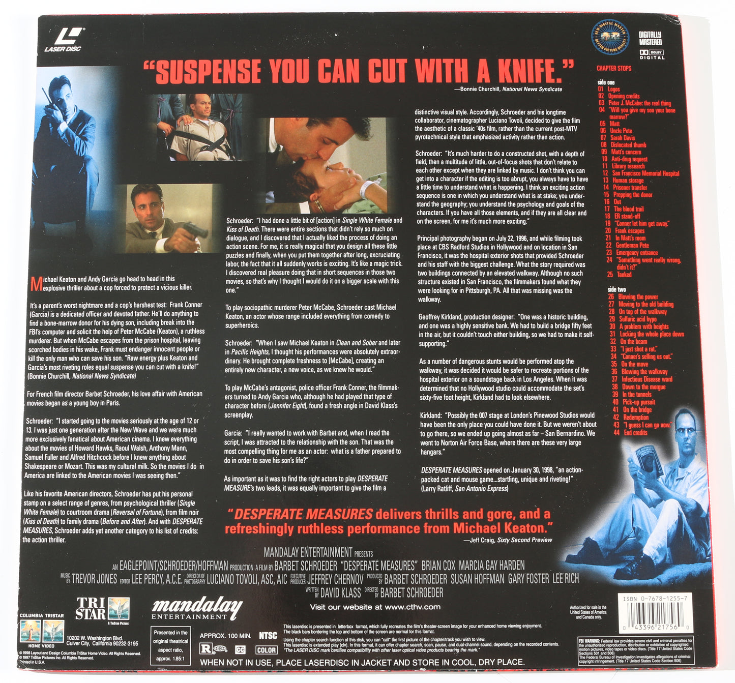 
                  
                    Andy García as Detective Frank Conner in Desperate Measures Signed 12" LaserDisc
                  
                
