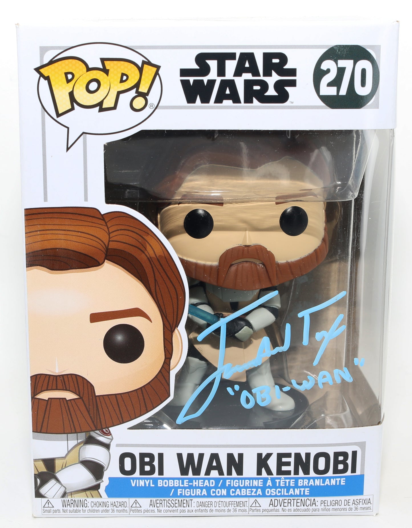 
                  
                    James Arnold Taylor as Obi-Wan Kenobi in Star Wars: The Clone Wars Signed Funko POP! #270 with Character Name
                  
                