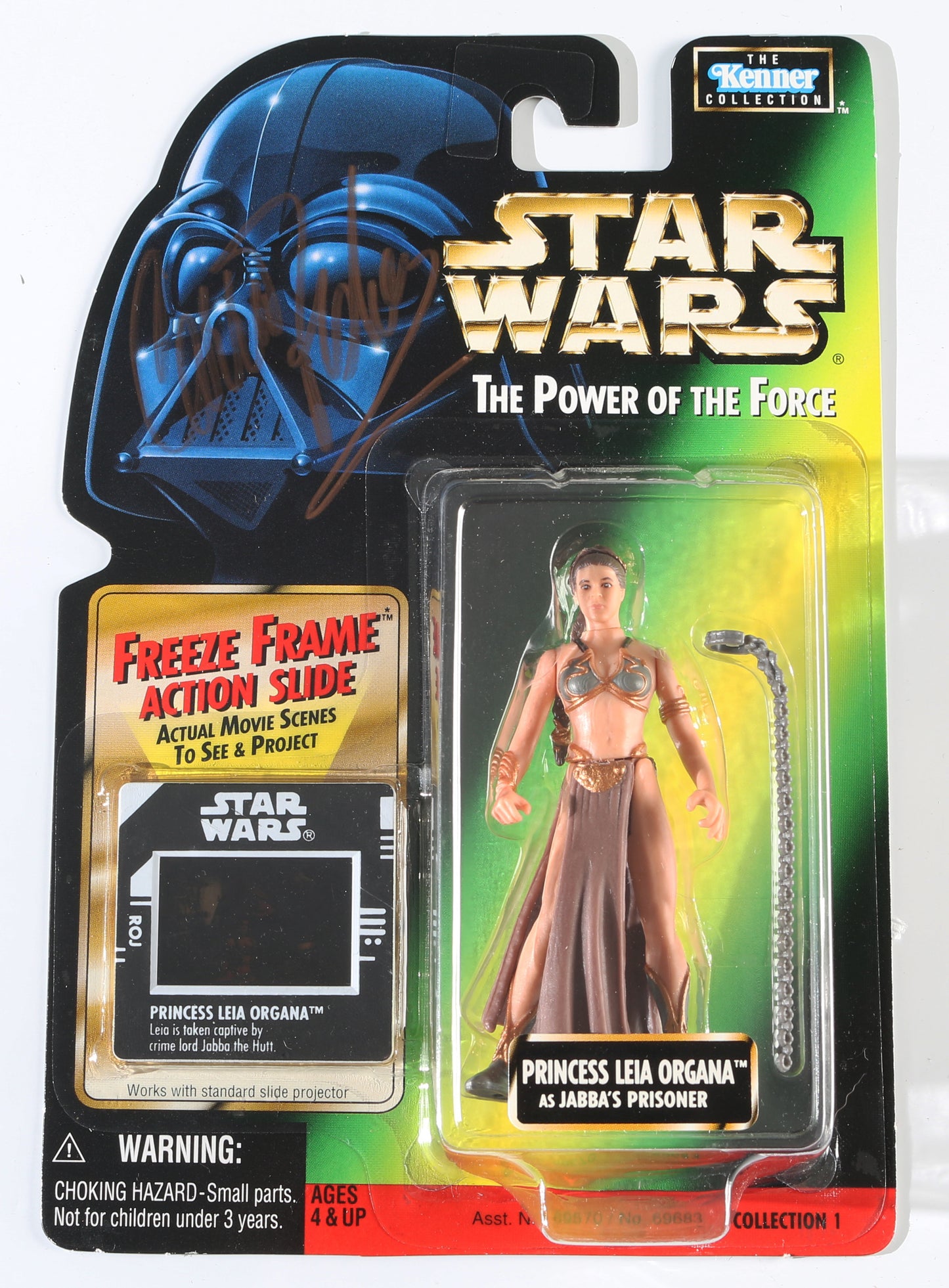 
                  
                    Carrie Fisher as Slave Princess Leia in Star Wars: Return of the Jedi Signed Kenner Power of the Force Action Figure
                  
                