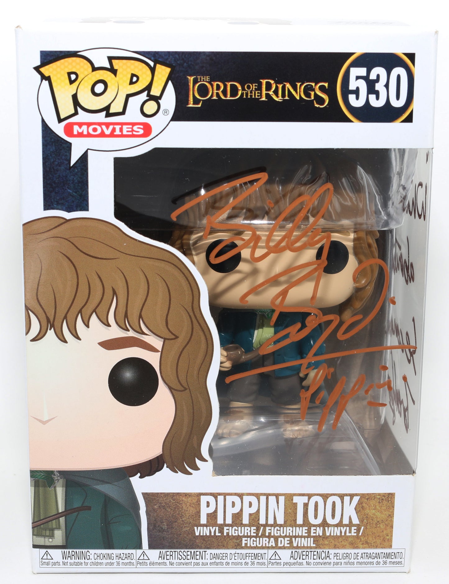 
                  
                    Billy Boyd as Pippin Took in The Lord of the Rings Signed Funko POP! #530 with Character Name and Quote
                  
                