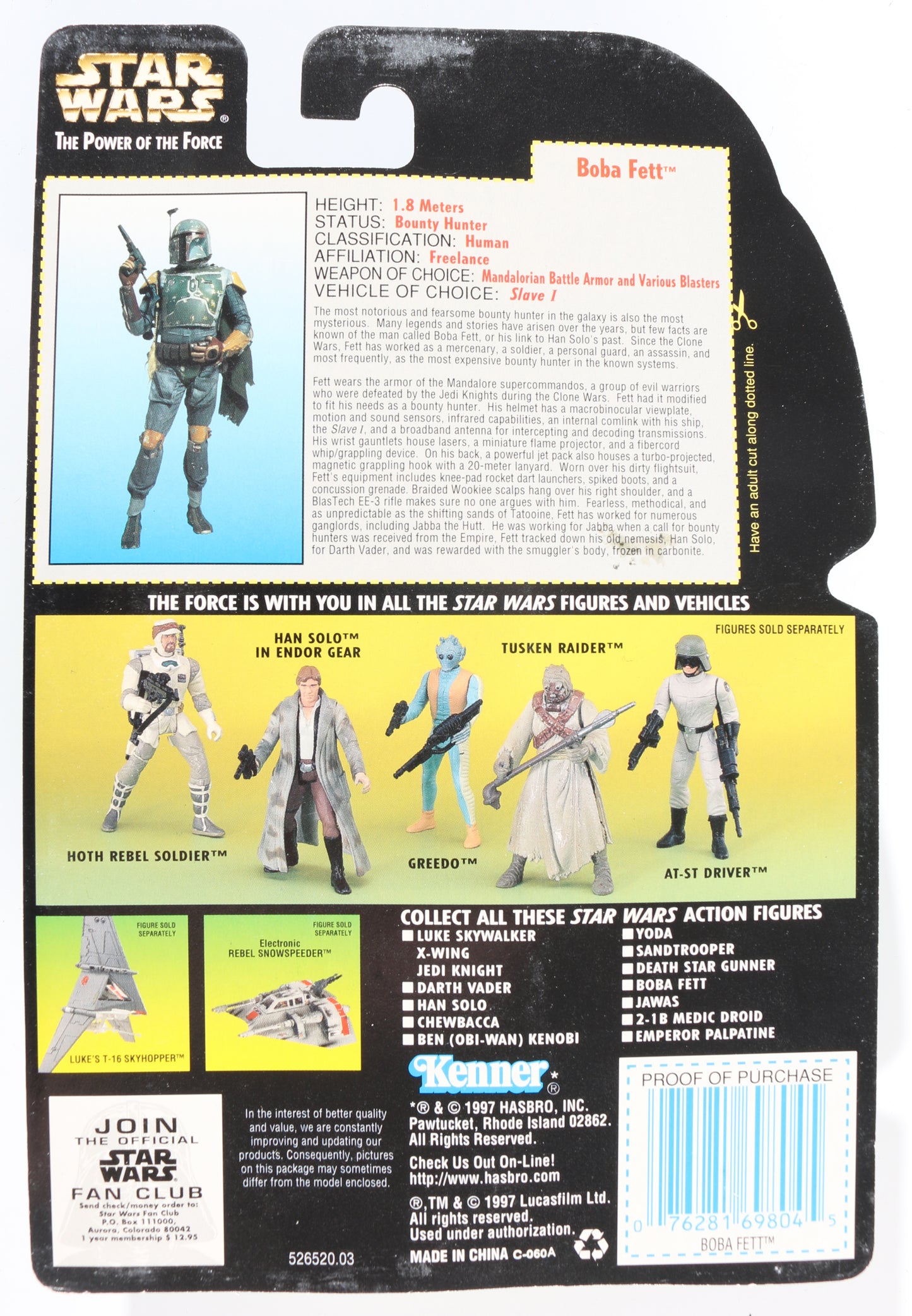 
                  
                    Jeremy Bulloch as Boba Fett in Star Wars: The Empire Strikes Back Signed Kenner Power of the Force Action Figure with Character Name
                  
                