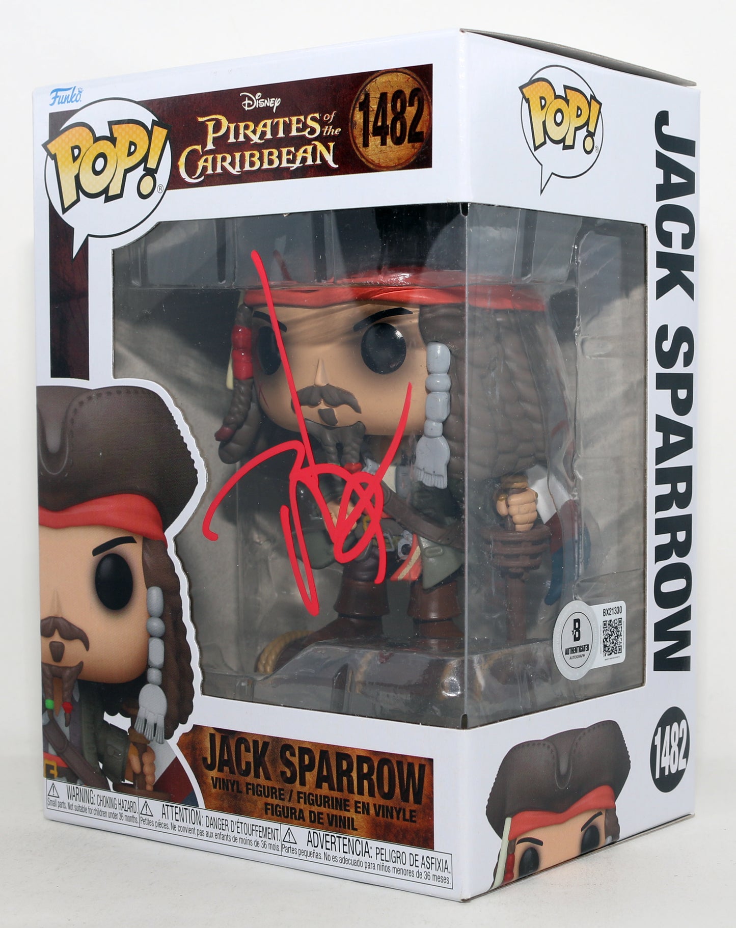 
                  
                    Johnny Depp as Captain Jack Sparrow in Pirates of the Caribbean (Beckett) Signed Funko POP! #1482
                  
                