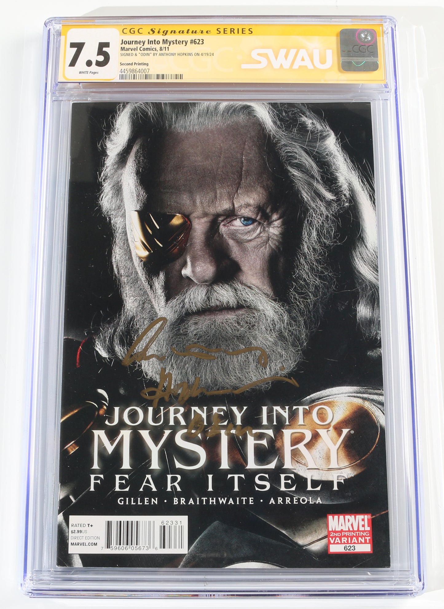 
                  
                    Journey Into Mystery #623 - Signed by Anthony Hopkins as Odin in Thor (SWAU CGC Signature Series 7.5) 2024 with Character Name
                  
                
