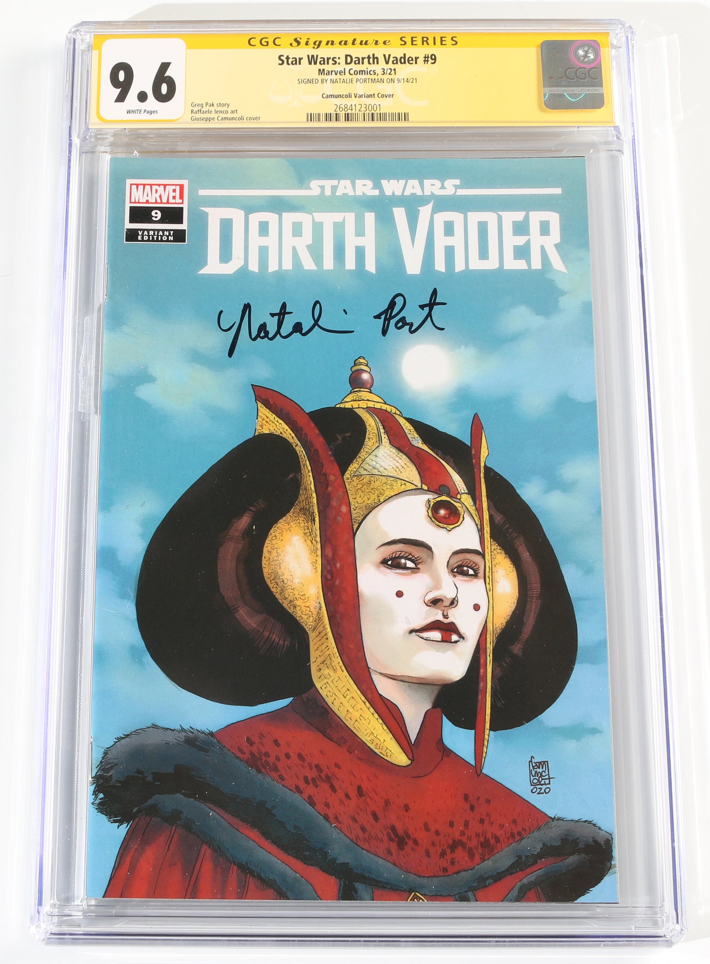
                  
                    Star Wars: Darth Vader #9 - Signed by Natalie Portman as Padme from Star Wars (CGC Signature Series 9.6) 2021
                  
                