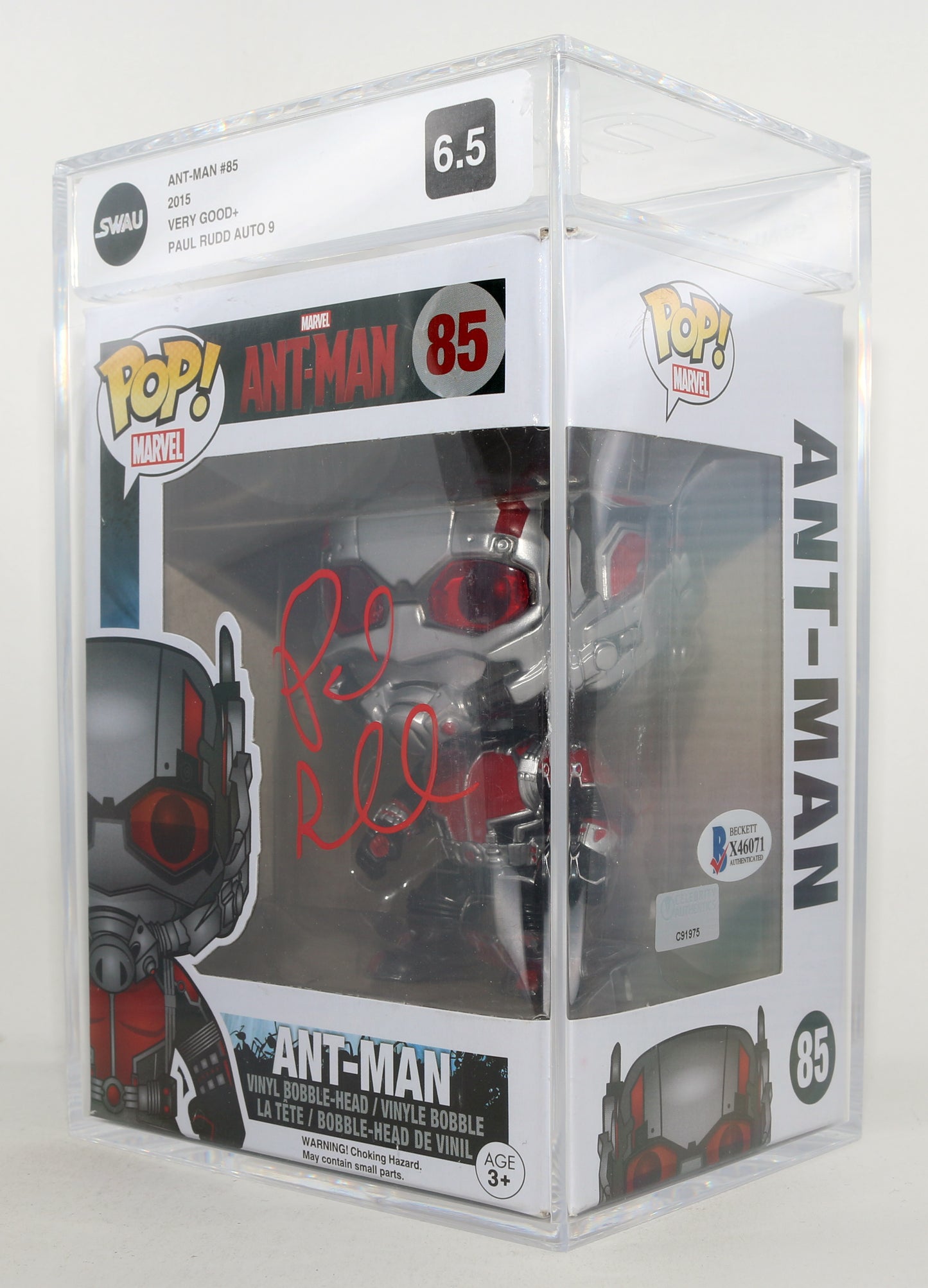 
                  
                    Paul Rudd as Ant-Man in Ant-Man (Celebrity Authentics / Beckett / SWAU Encapsulated Grade 6.5 / Auto 9) Signed Funko POP! #85
                  
                